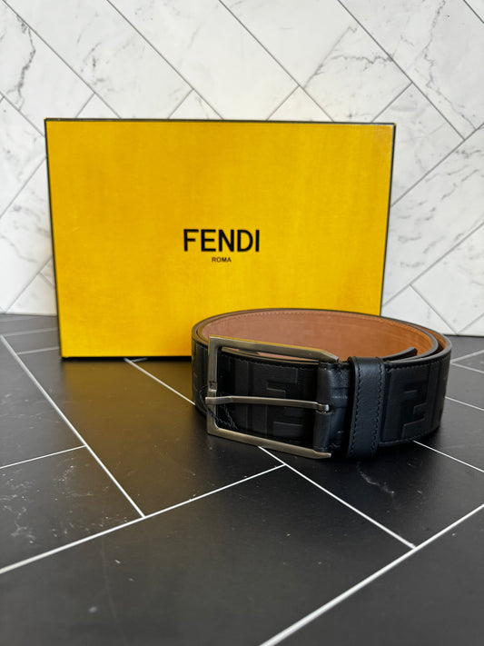 BRAND NEW Fendi Men’s Black Leather Logo Belt