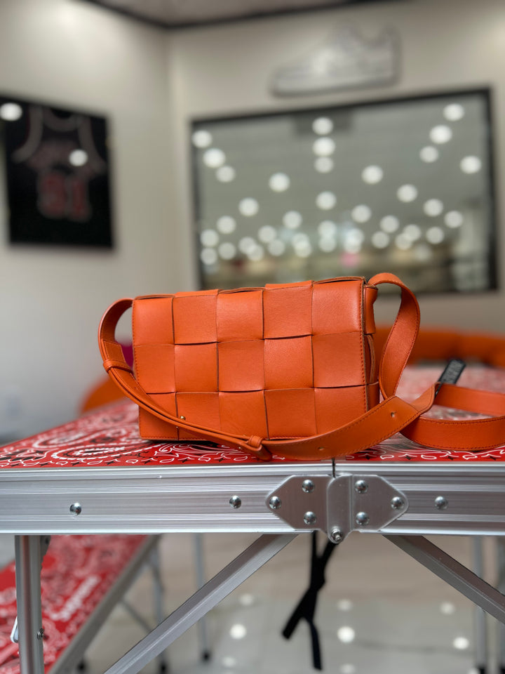 Bottega Veneta Orange Leather Small Cassette Bag
