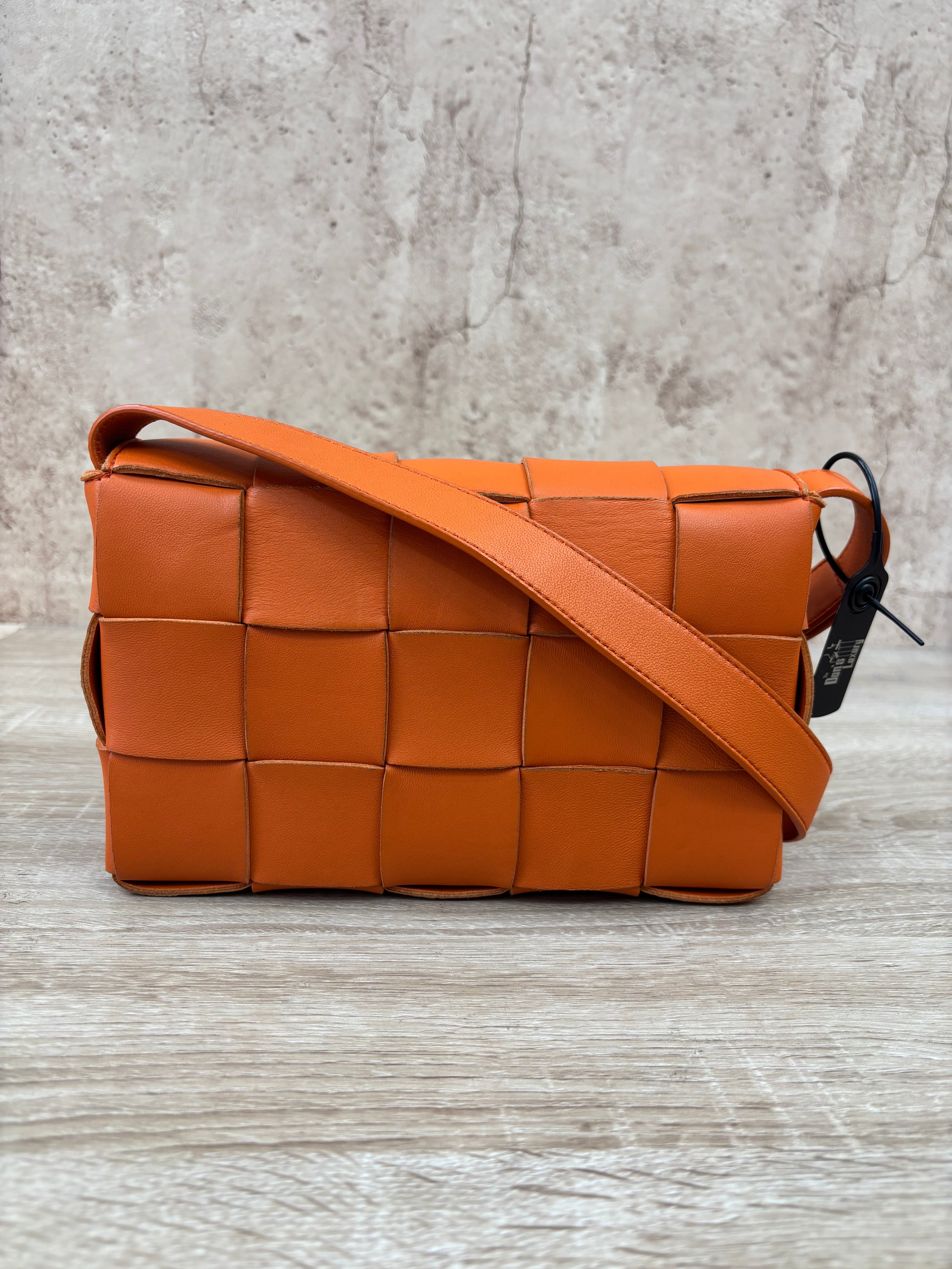 Bottega Veneta Orange Leather Small Cassette Bag