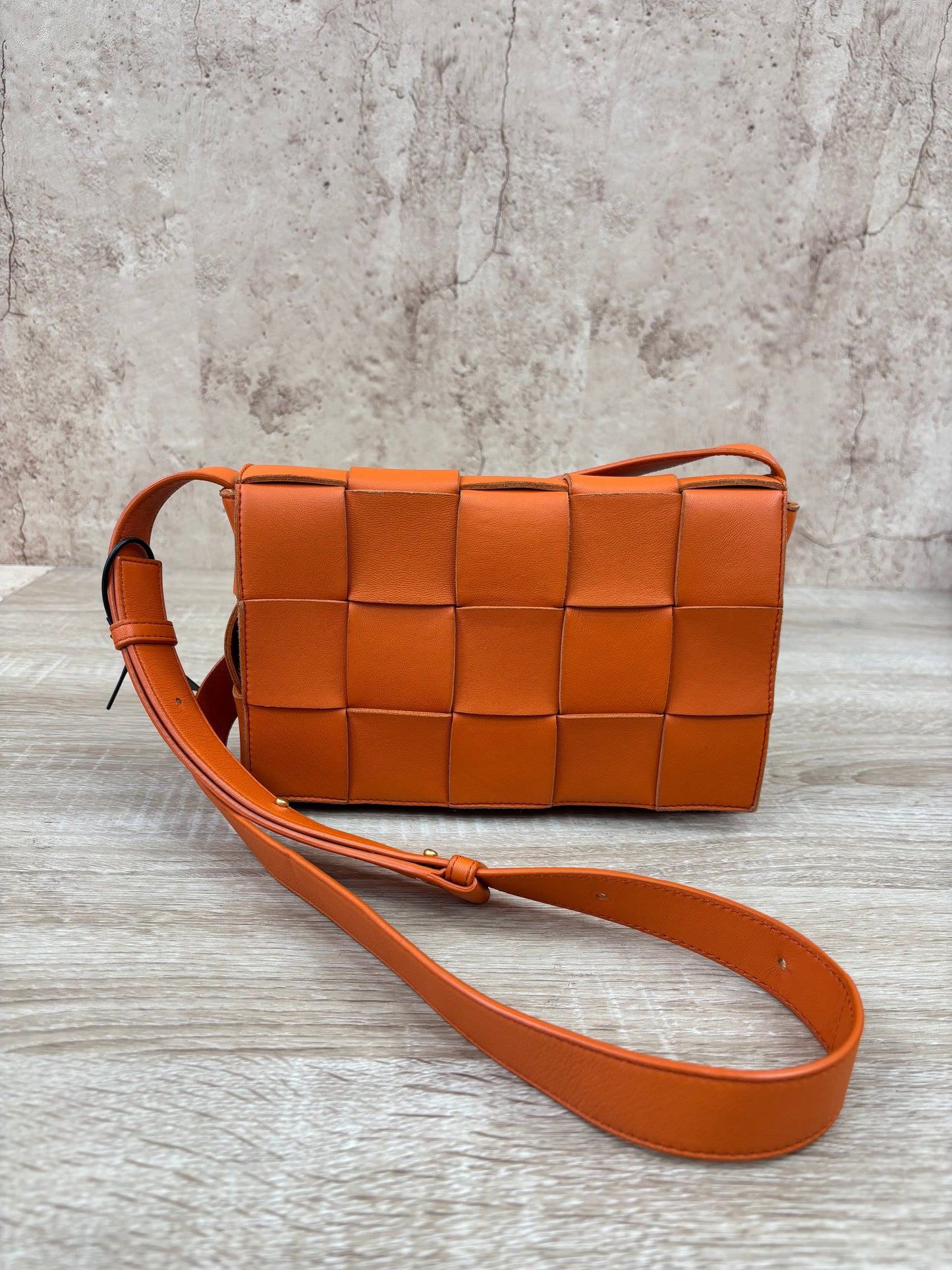 Bottega Veneta Orange Leather Small Cassette Bag