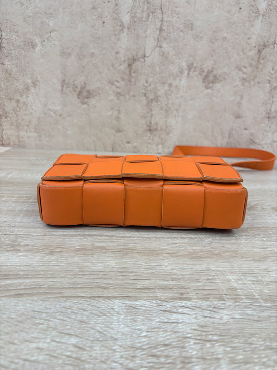 Bottega Veneta Orange Leather Small Cassette Bag