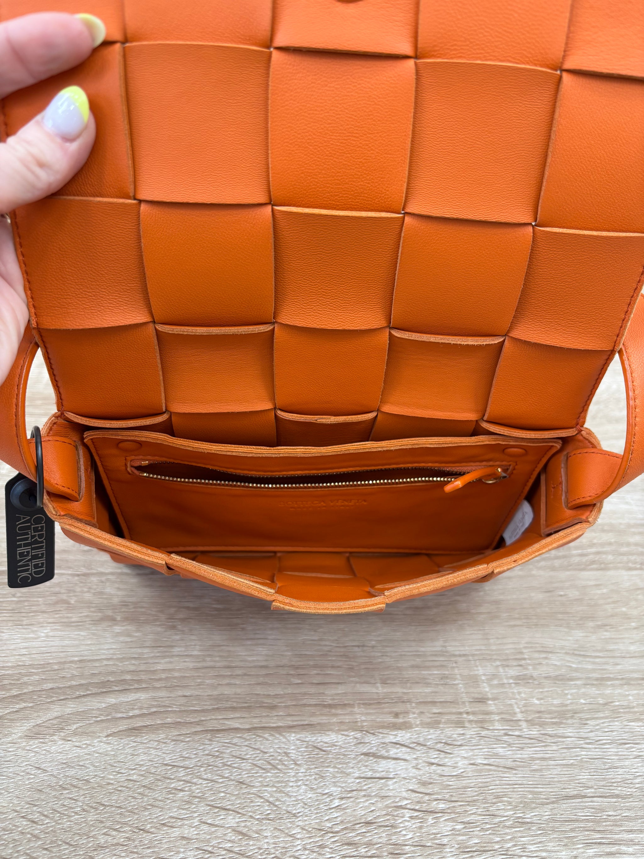 Bottega Veneta Orange Leather Small Cassette Bag