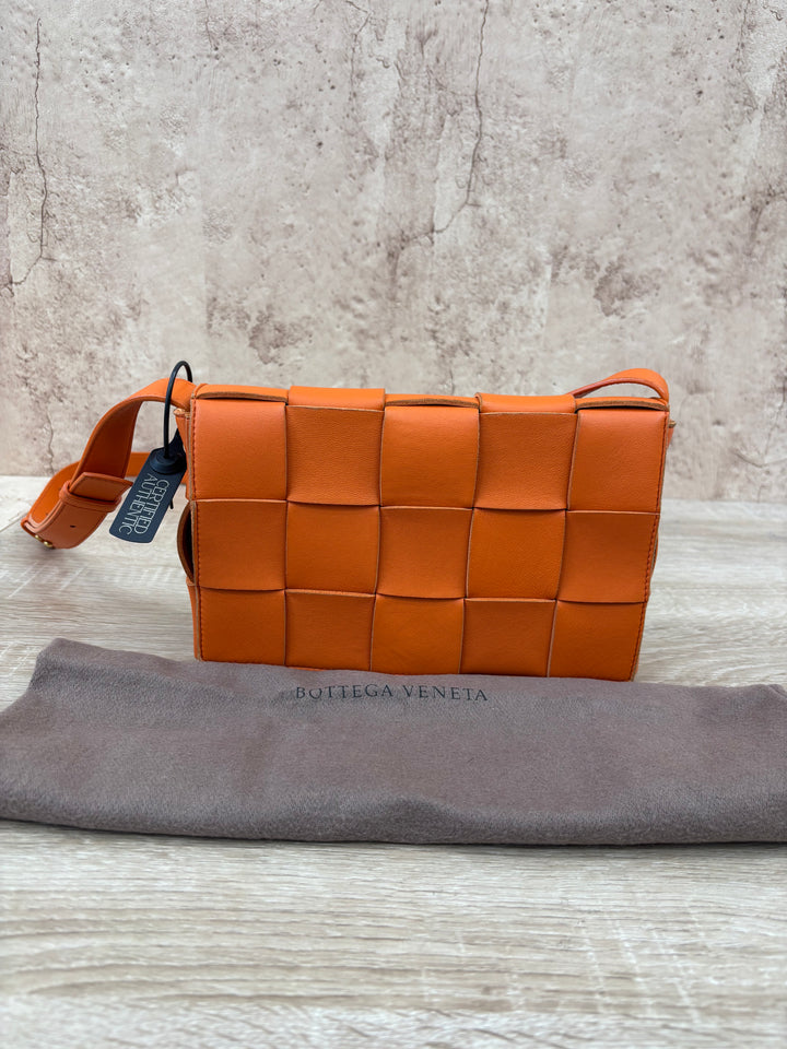 Bottega Veneta Orange Leather Small Cassette Bag