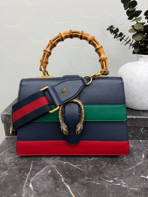 *DONS DROP* Gucci Blue, Green, & Red Leather Medium Dionysus Bamboo Top Handle Bag