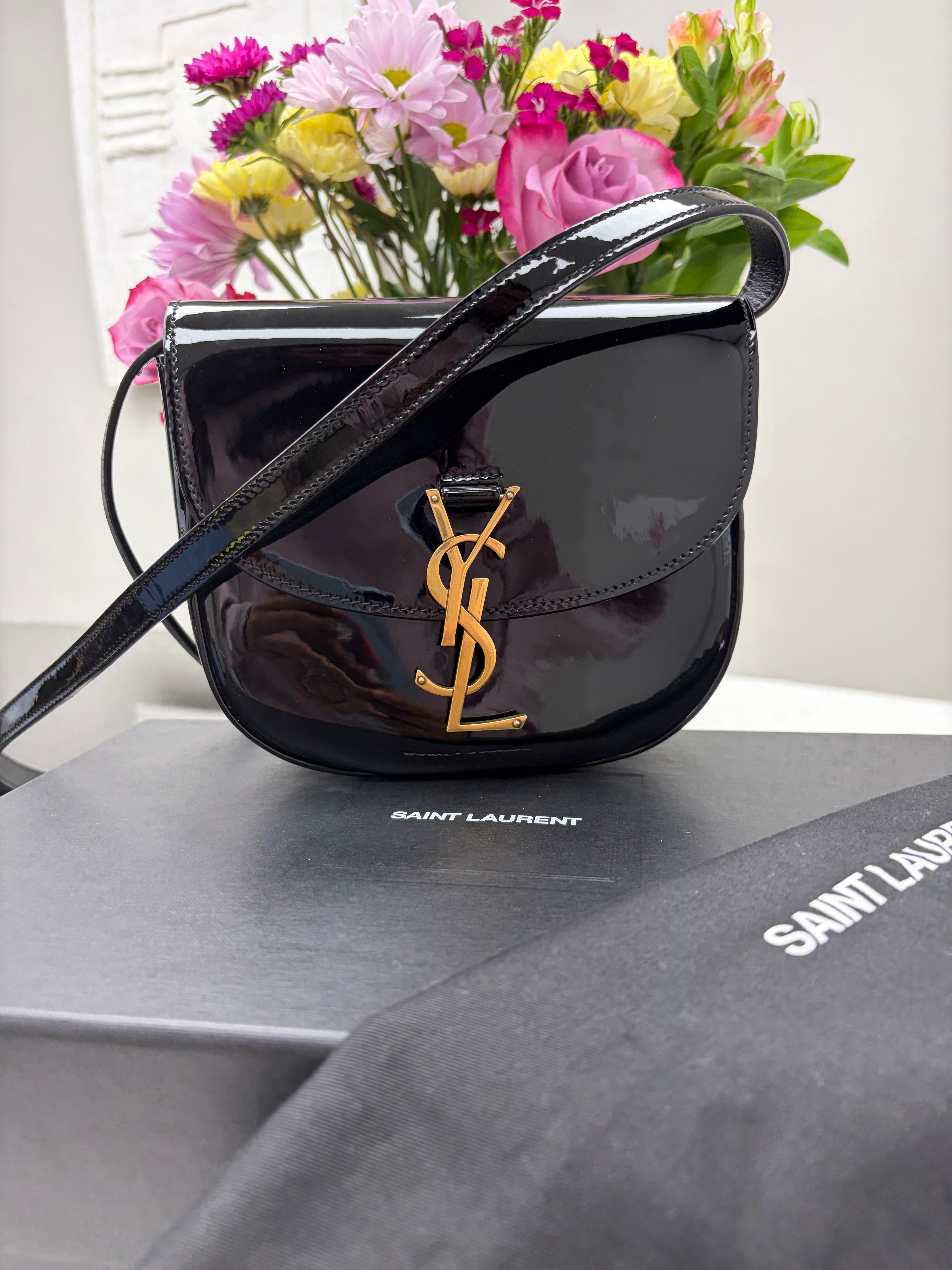 *DONS DROP* LIKE NEW Saint Laurent YSL Black Patent Leather Kaia Small Crossbody Bag