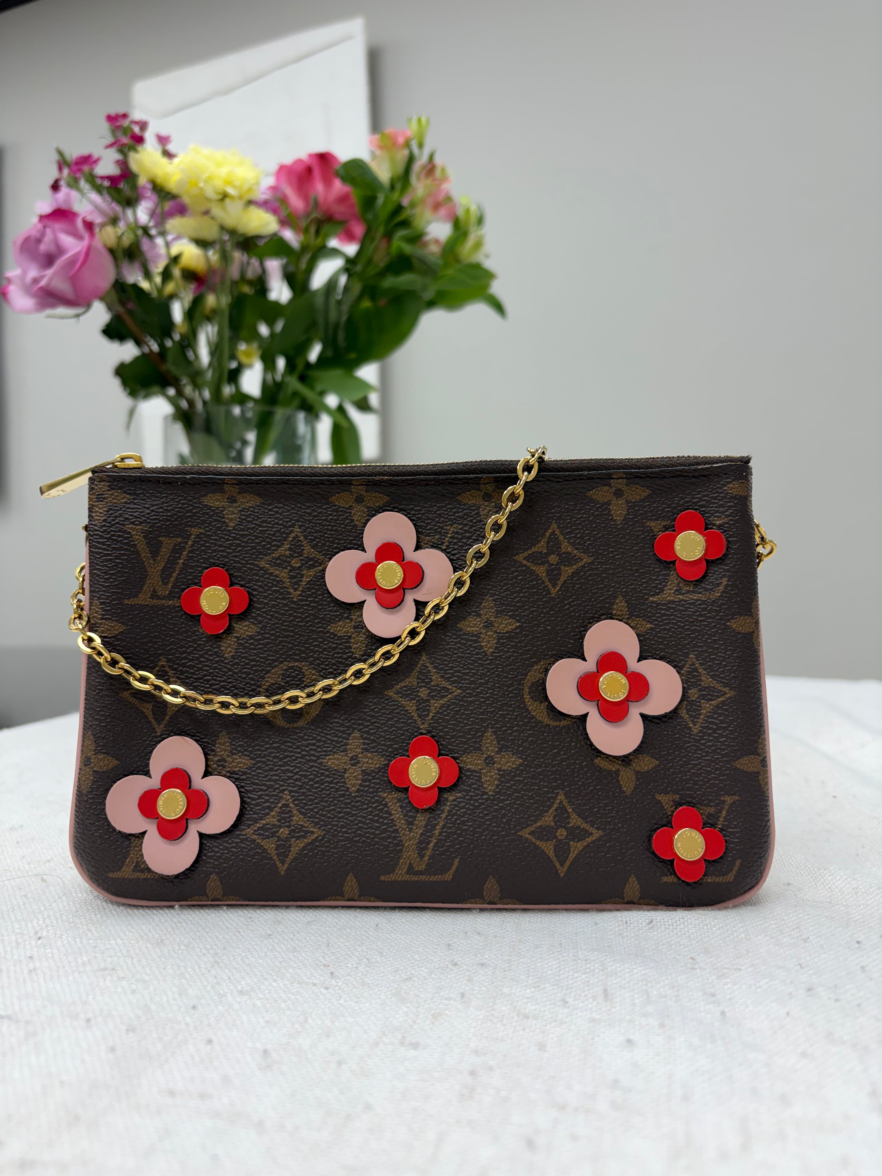 *DONS DROP* Louis Vuitton Monogram Blooming Flowers Double Zip Pochette Crossbody