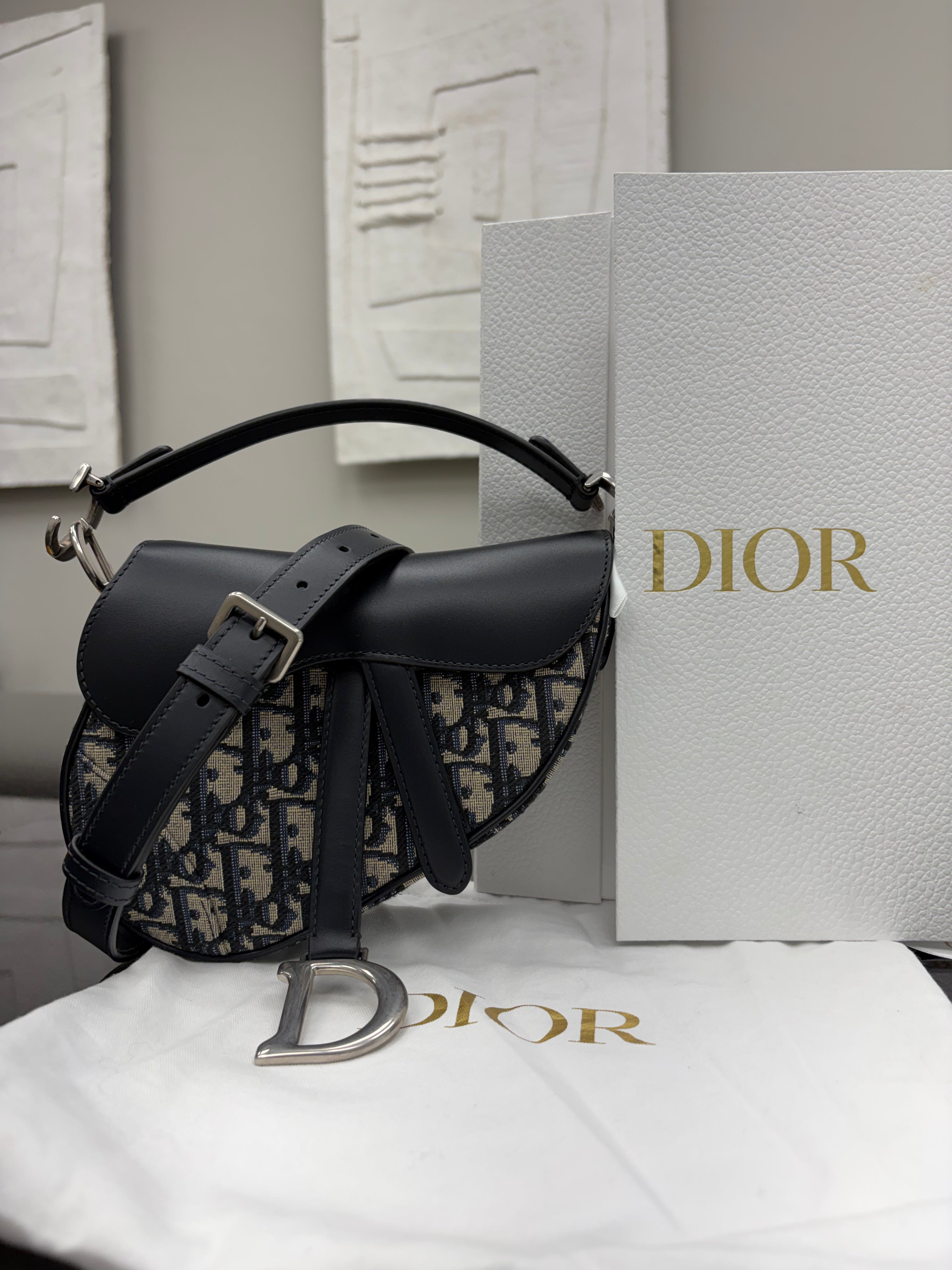 *DONS PRE DROP* Christian Dior Navy Oblique Canvas Mini Saddle Bag