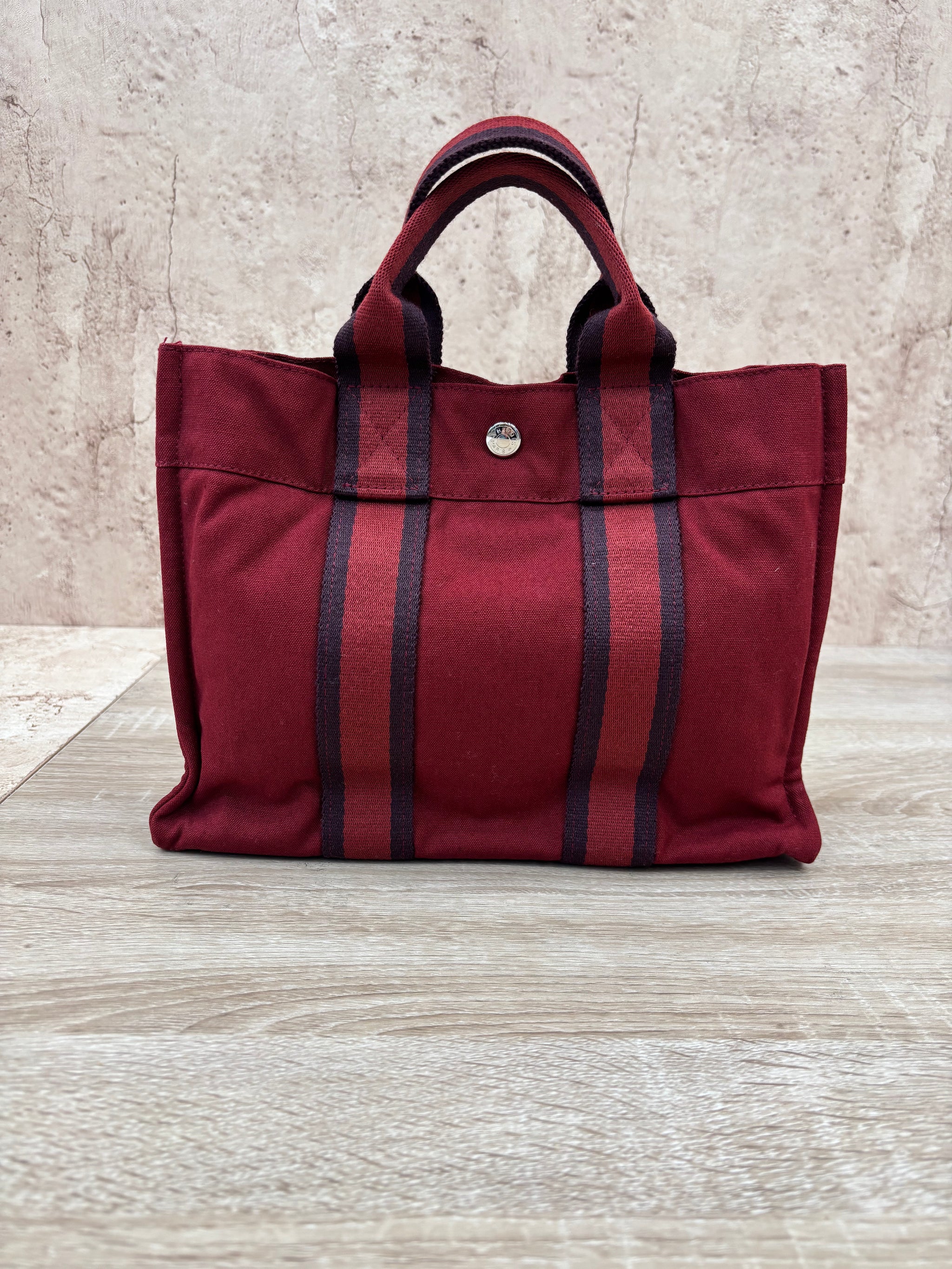 Hermes Red Canvas Tote