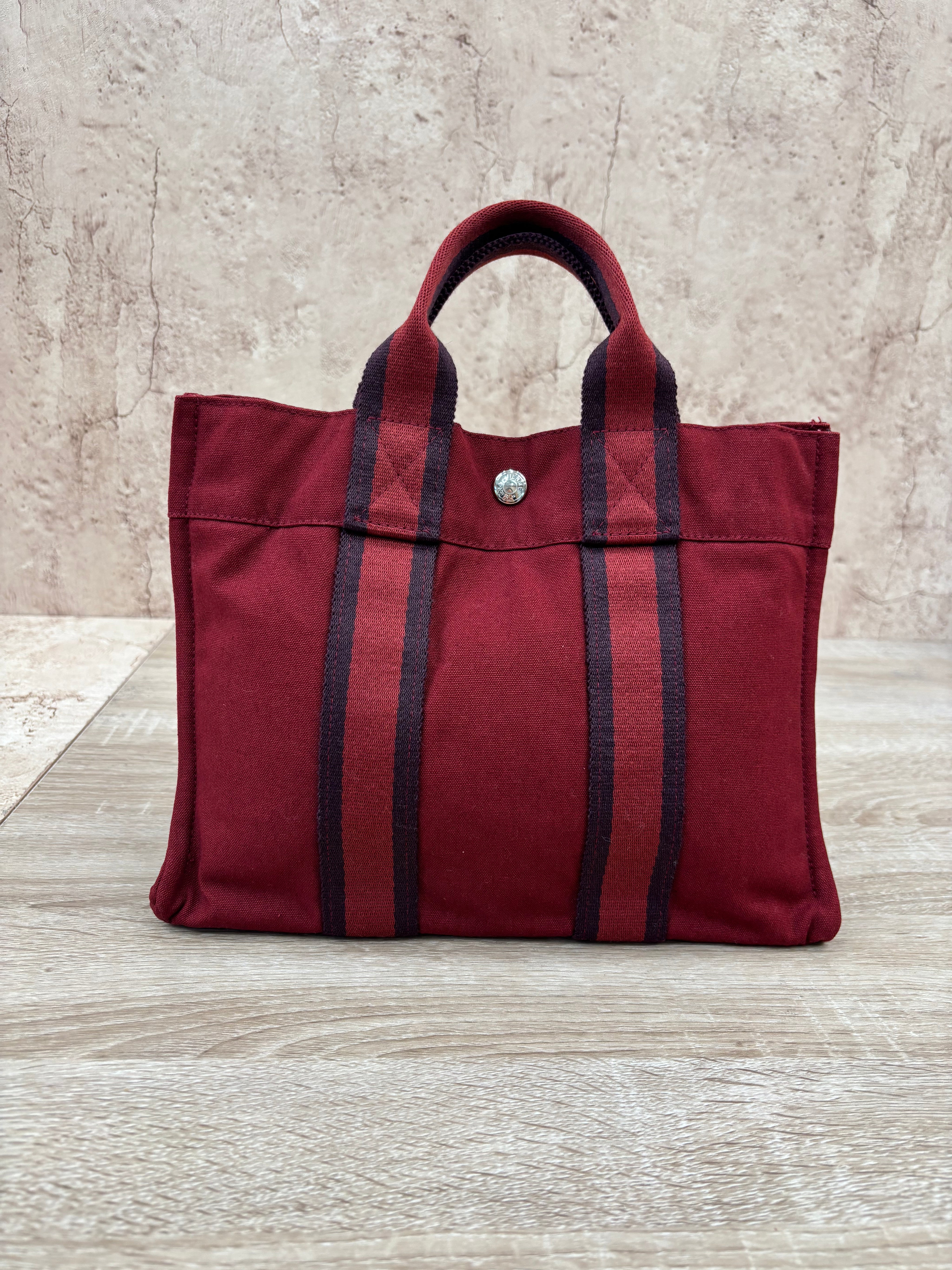 Hermes Red Canvas Tote
