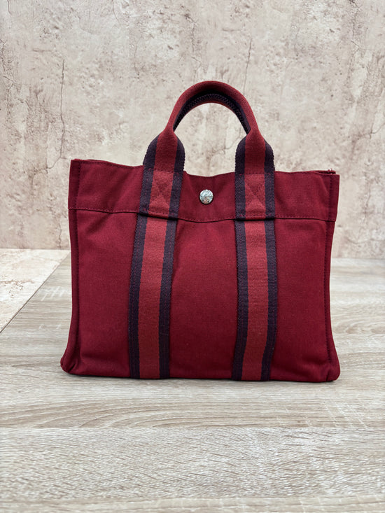 Hermes Red Canvas Tote