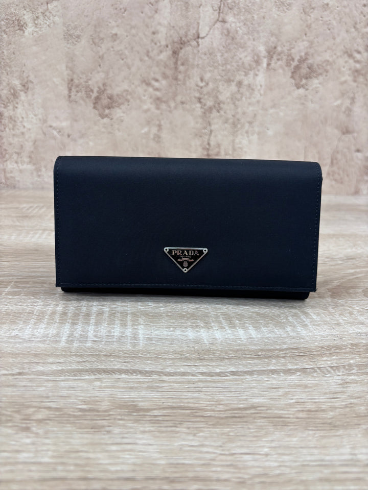 Prada Black Nylon Long Snap Wallet