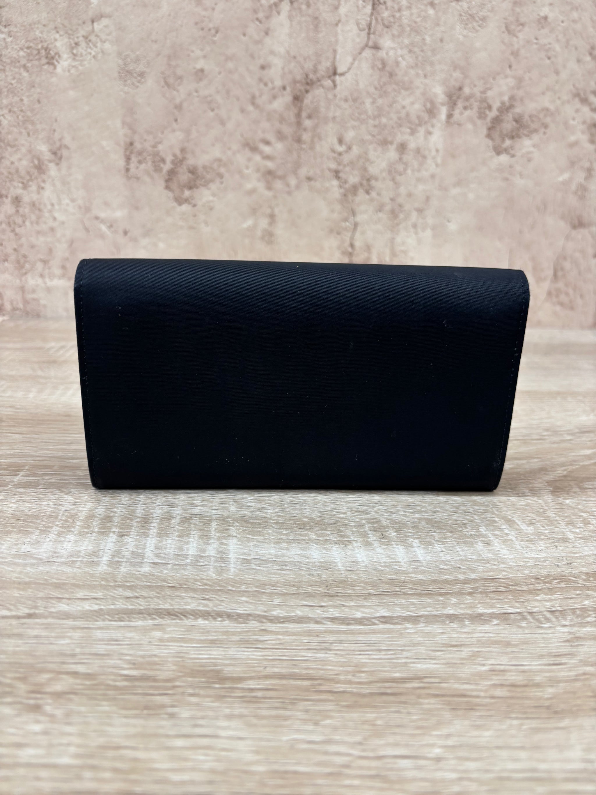 Prada Black Nylon Long Snap Wallet