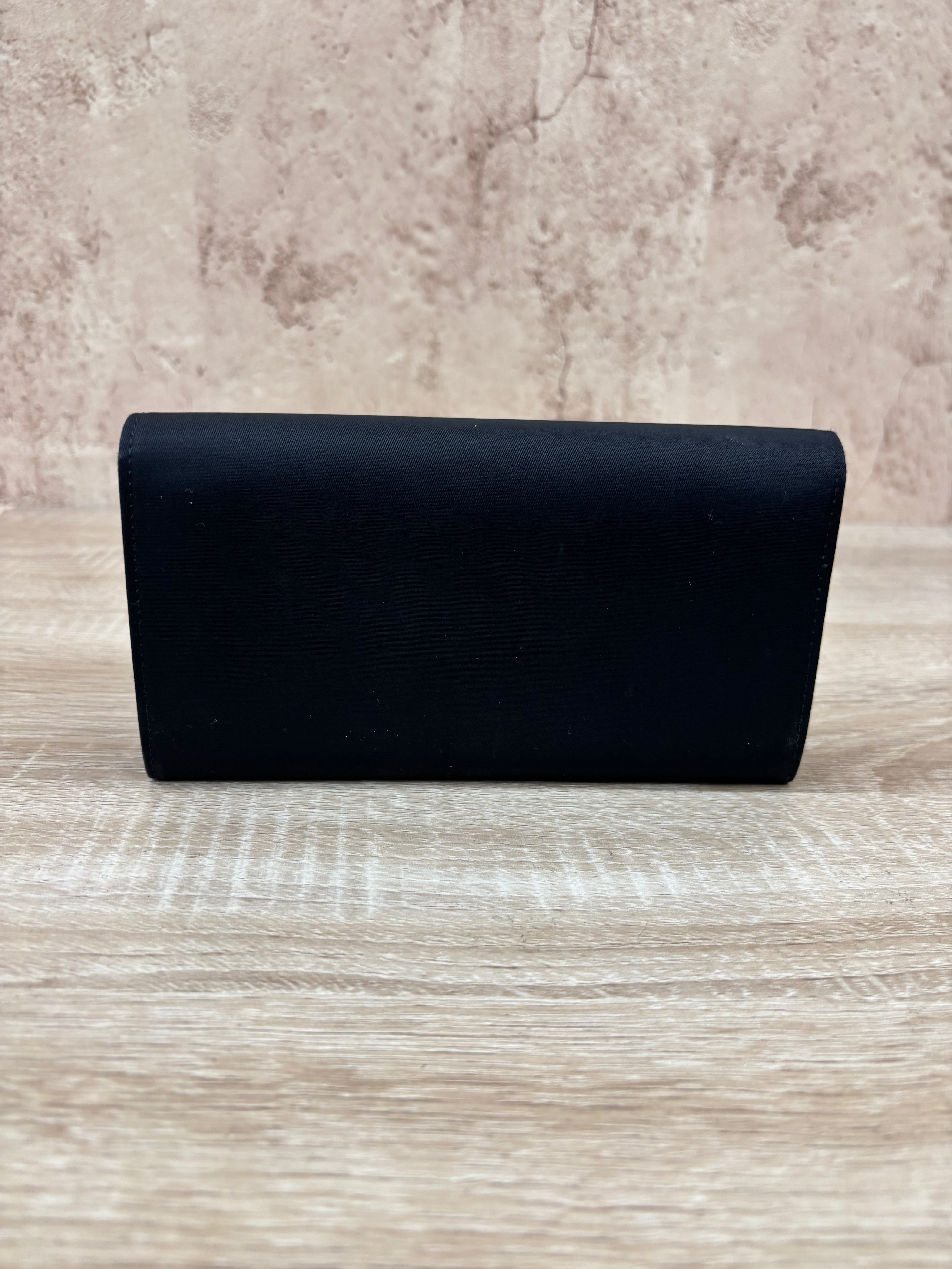 Prada Black Nylon Long Snap Wallet