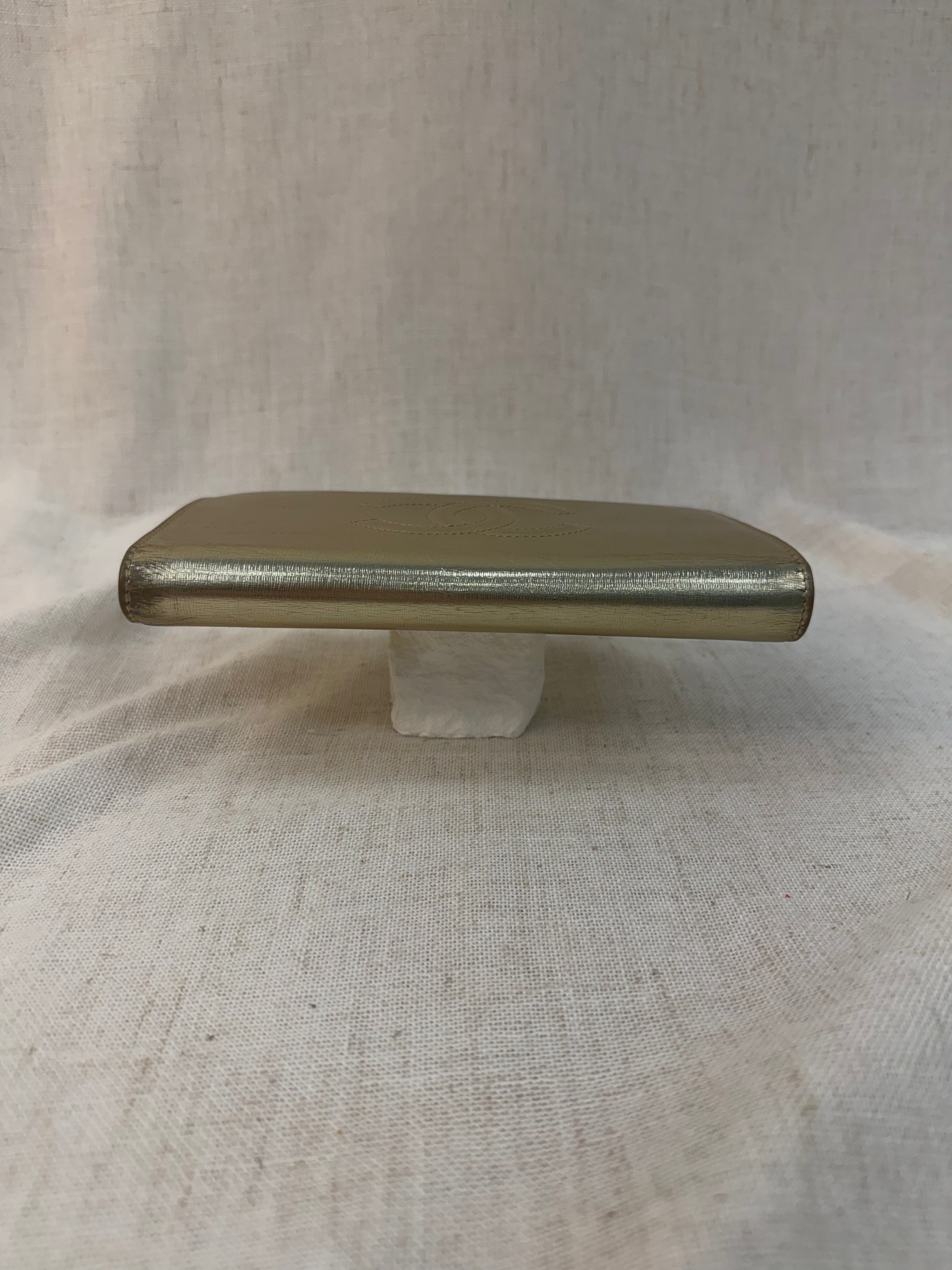 Chanel Gold Leather Coco Mark Long Wallet