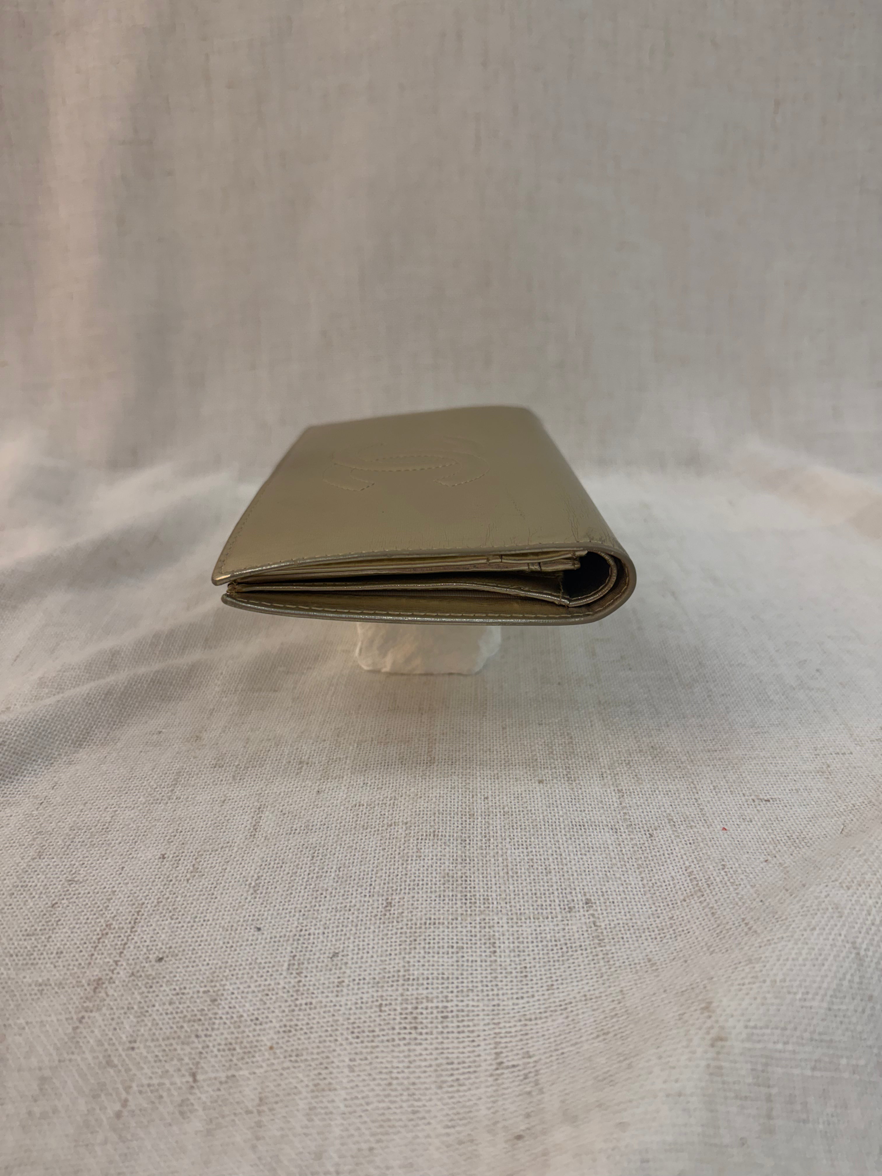 Chanel Gold Leather Coco Mark Long Wallet