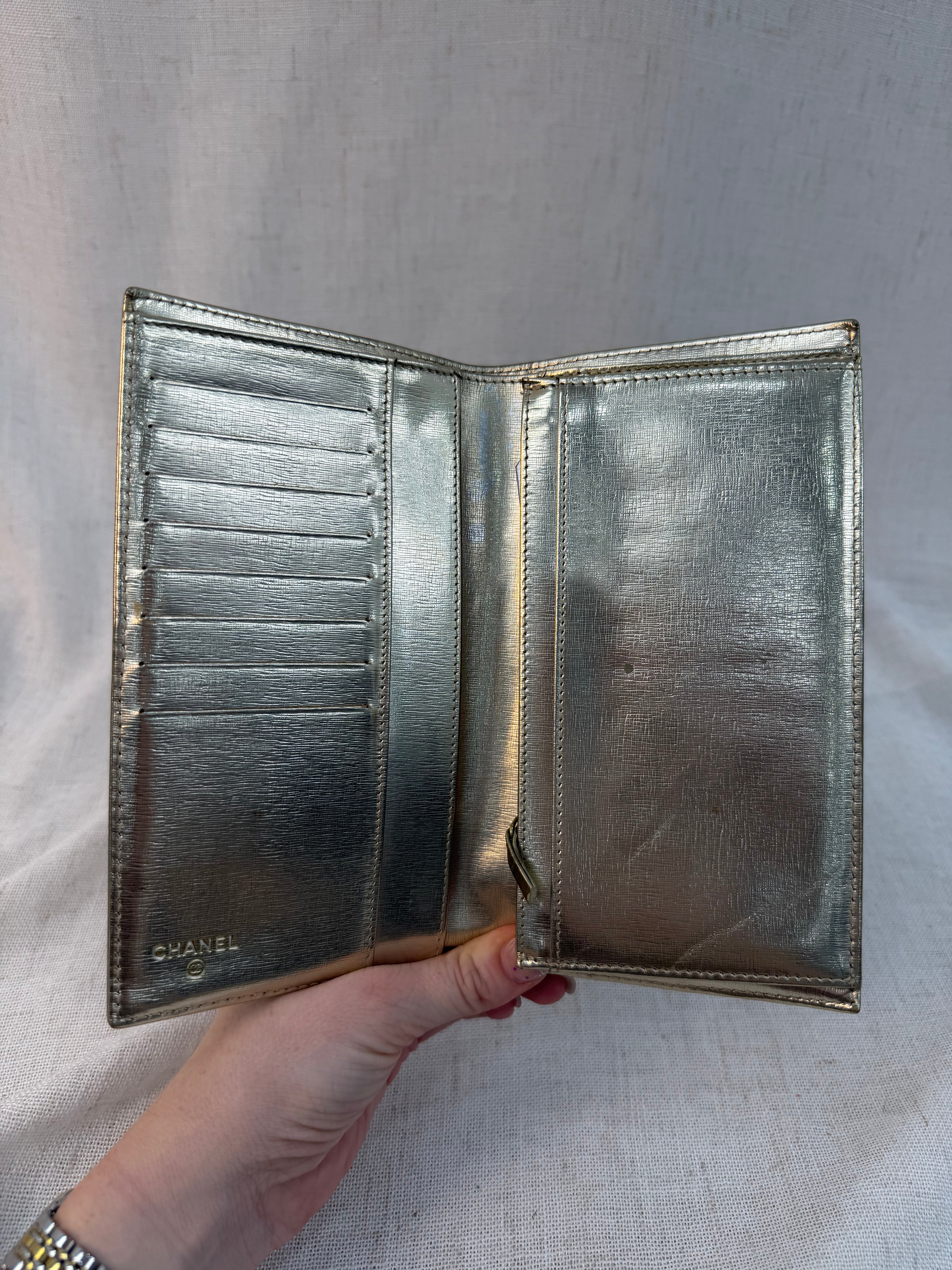 Chanel Gold Leather Coco Mark Long Wallet