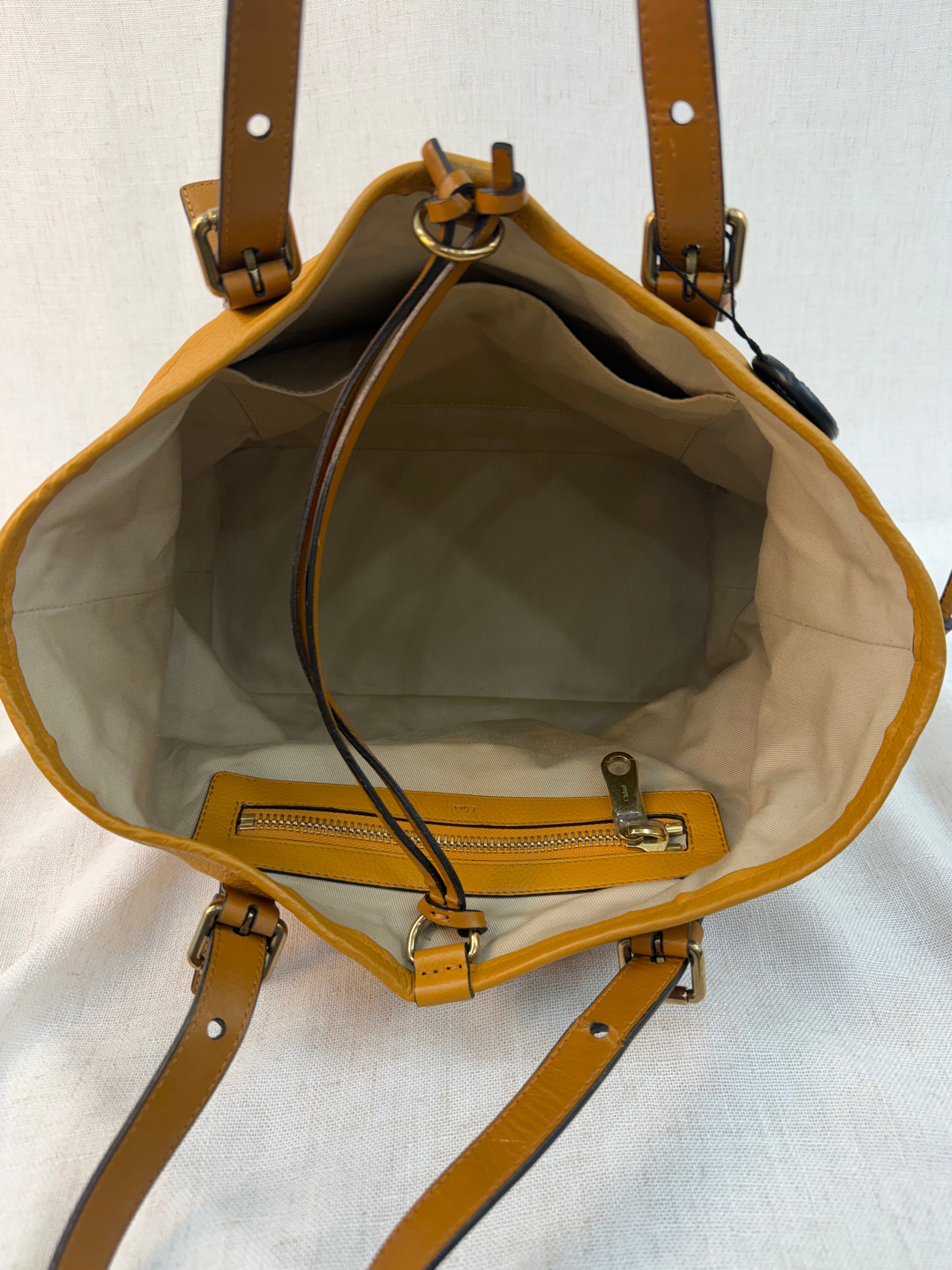 Chloe Yellow Leather Ellen Tote Bag