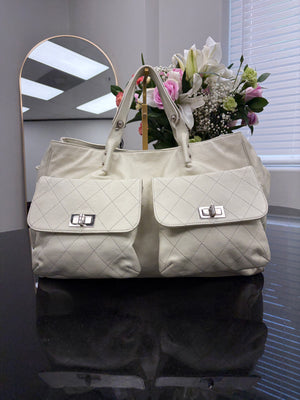 Chanel Beige Caviar Leather Pocket in the City Bag