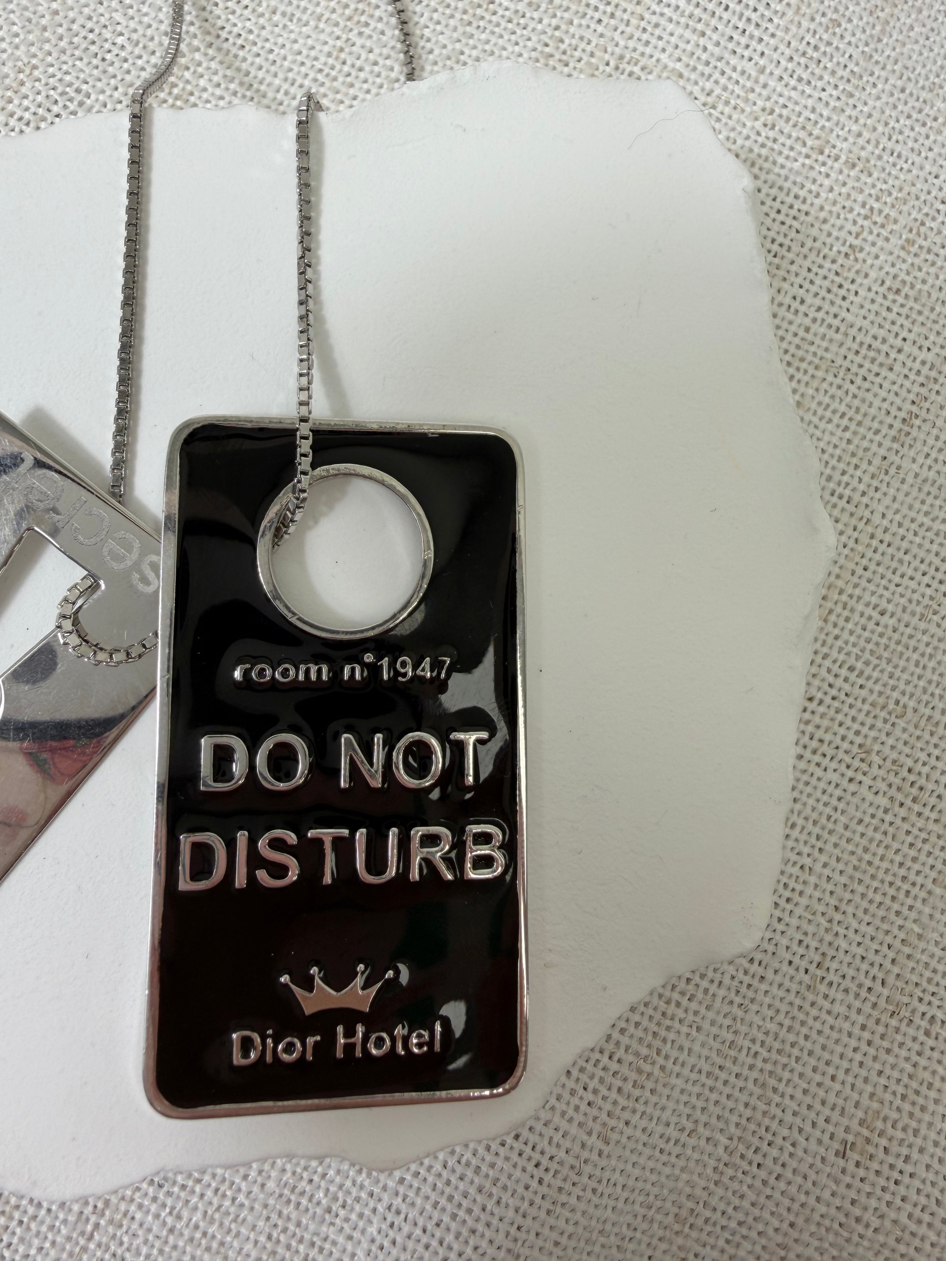 Christian Dior Silver Do Not Disturb Tag Pendant Necklace