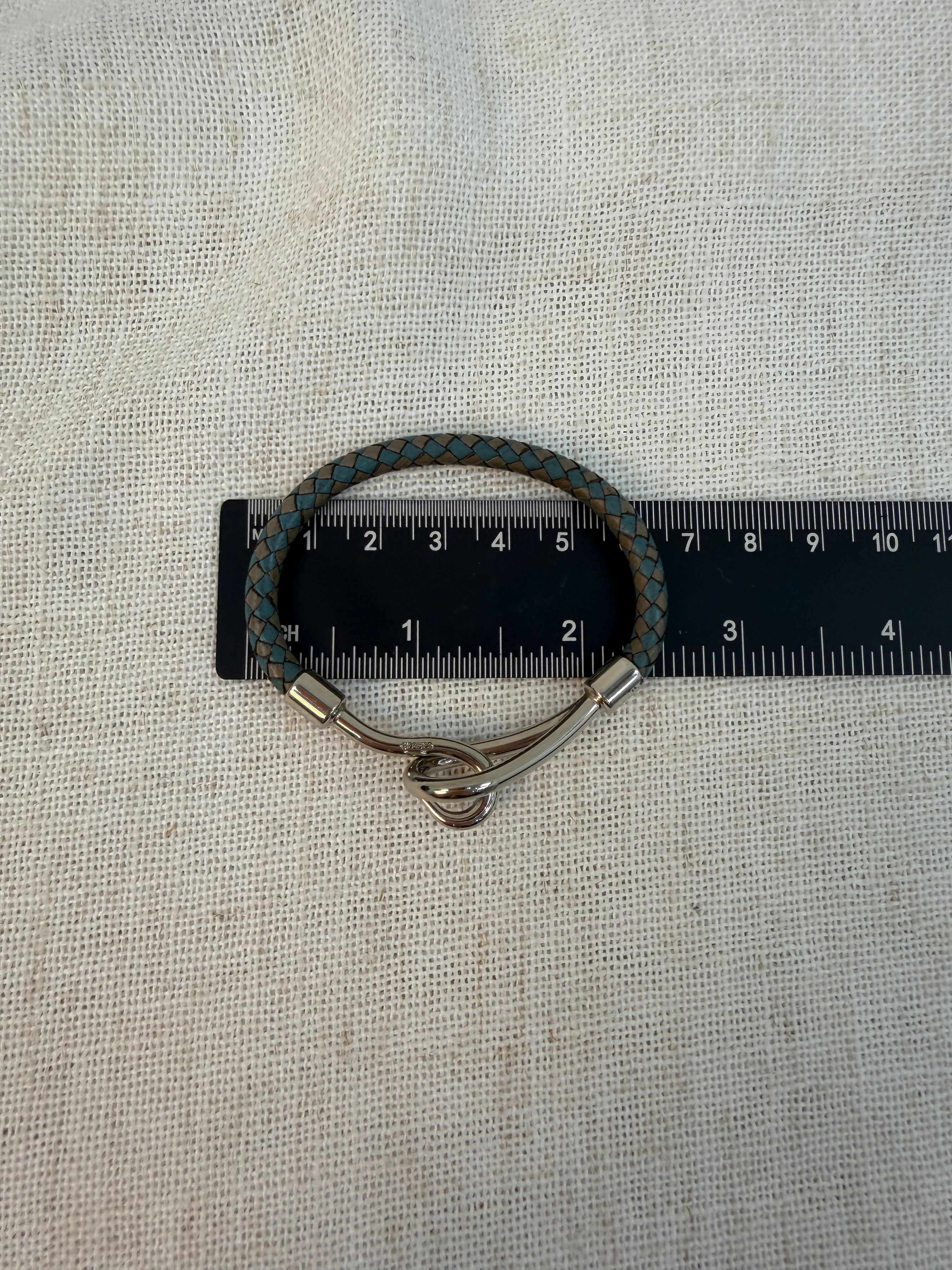 Hermes Blue And Gray Leather Jumbo Hook Bracelet