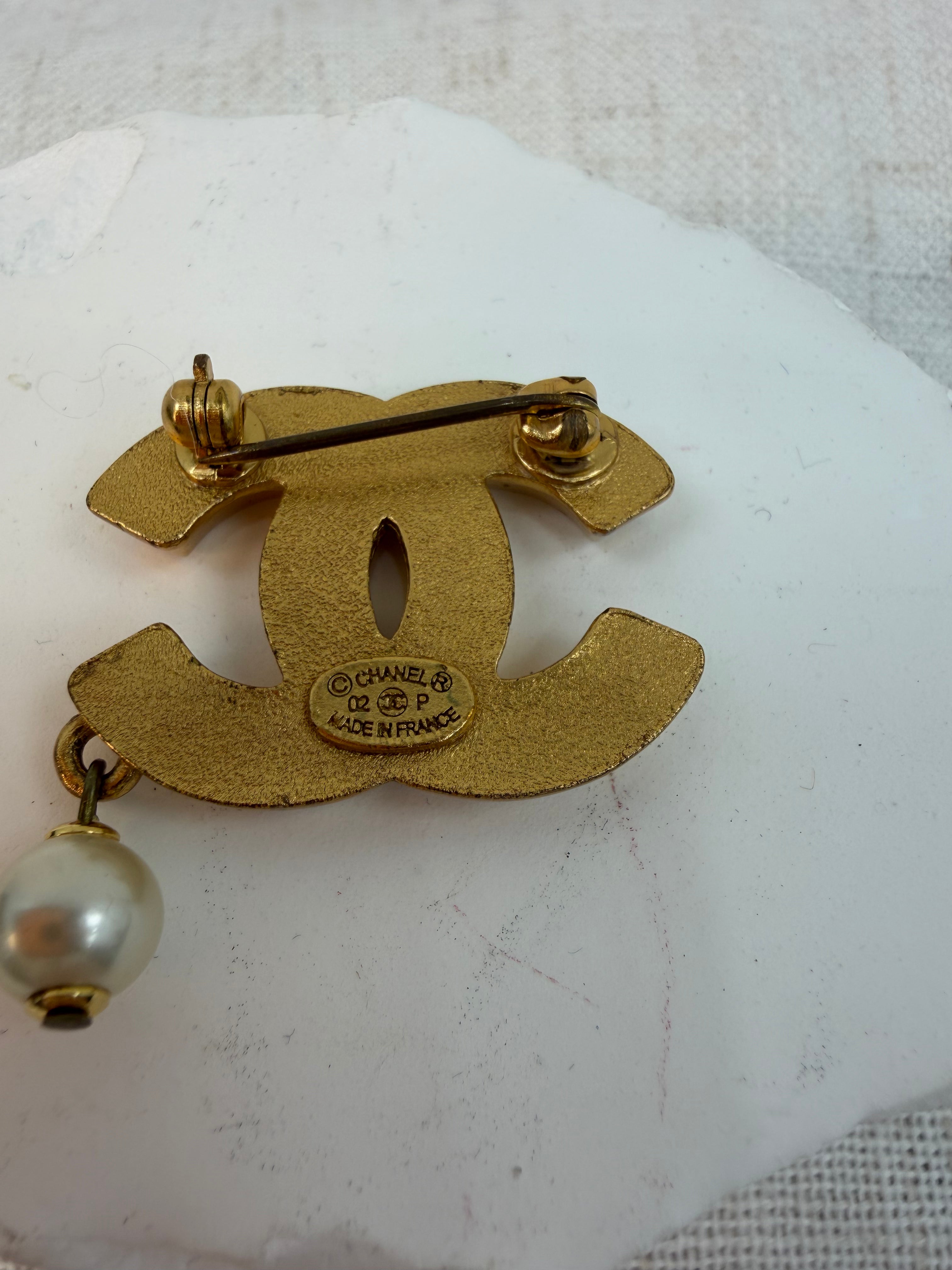 Chanel Gold CC Logo Brooch