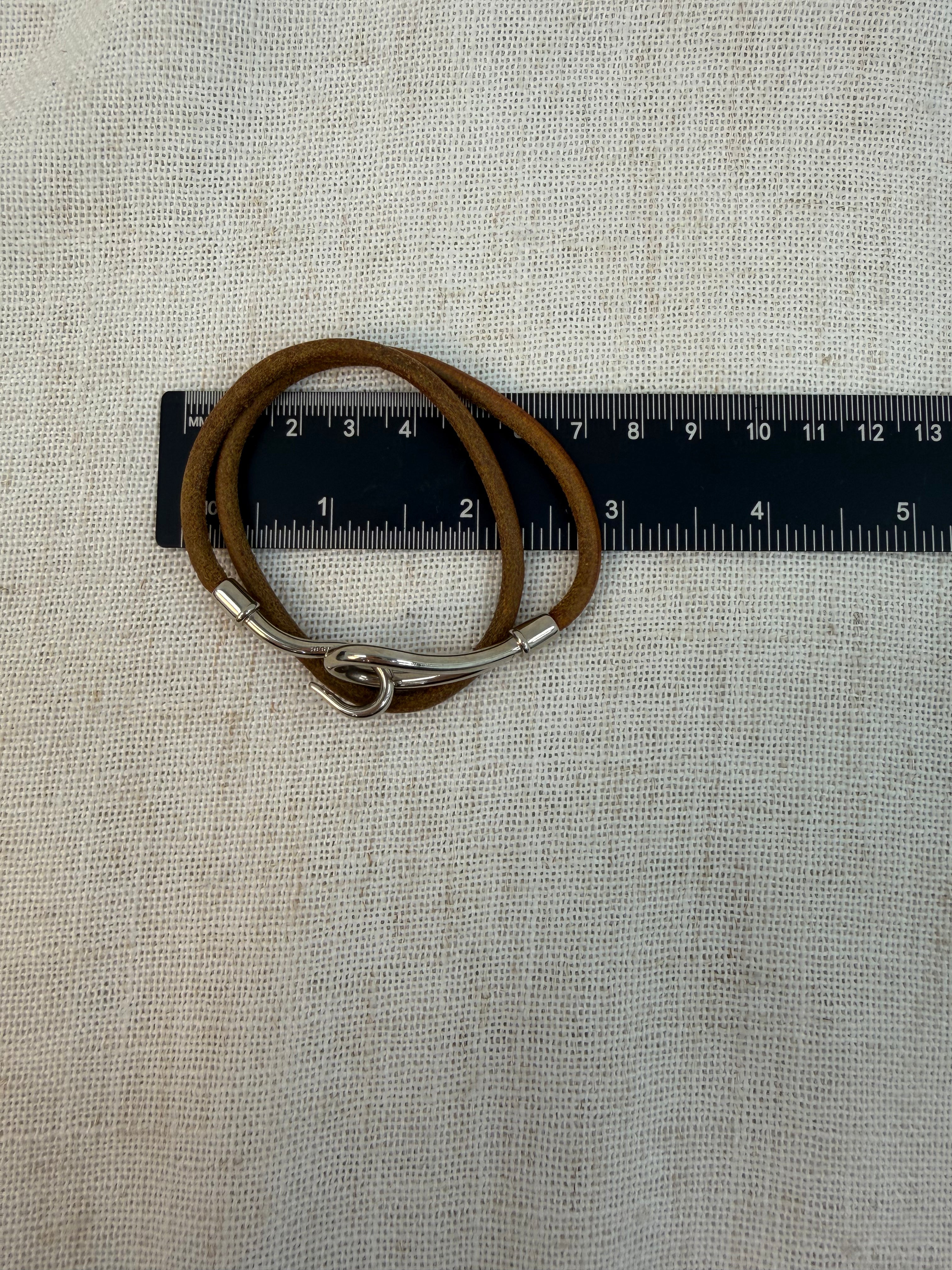 Hermes Brown Leather Jumbo Hook Double Tour Bracelet