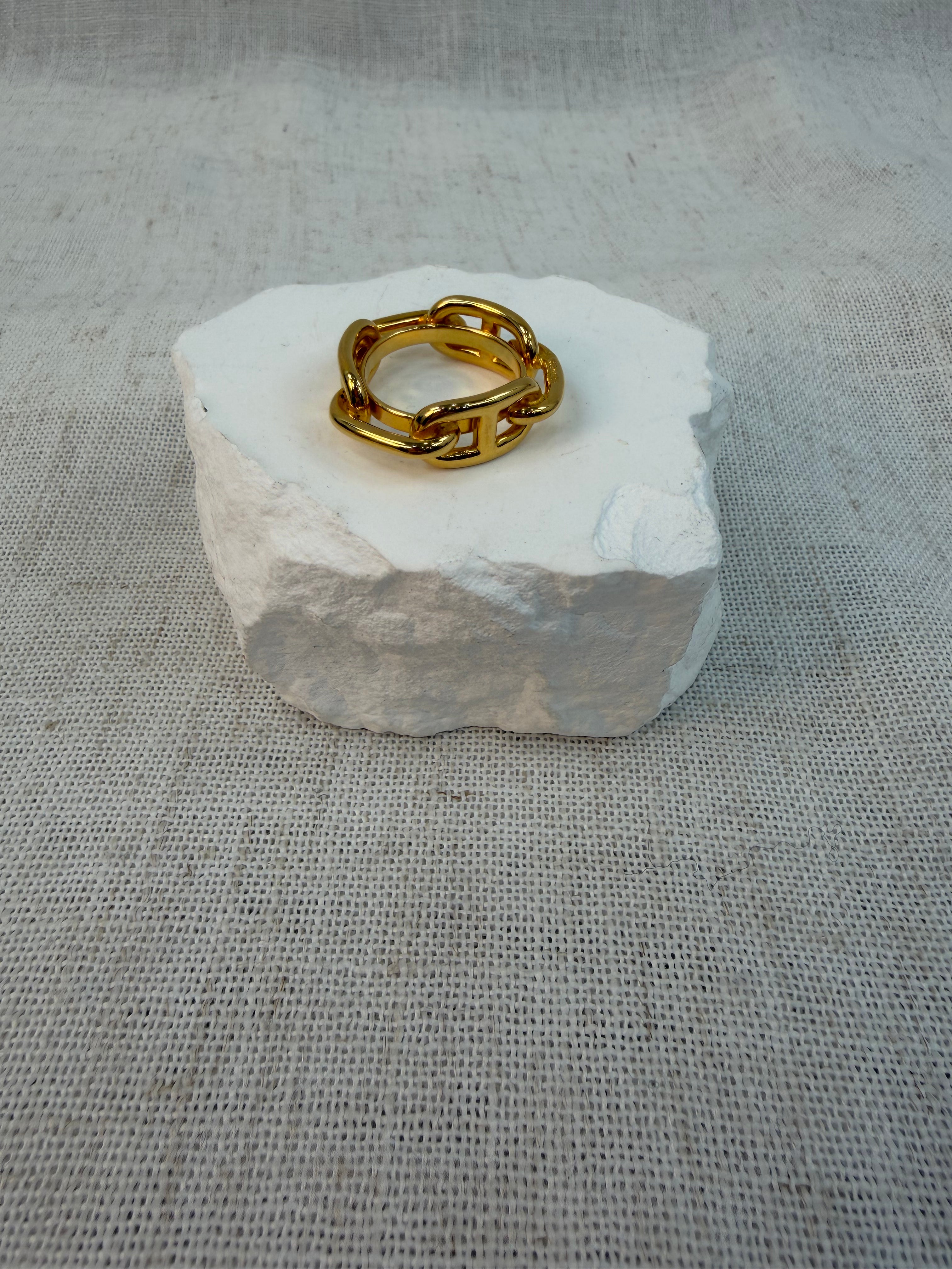 Hermes Gold Chain Link Scarf Ring