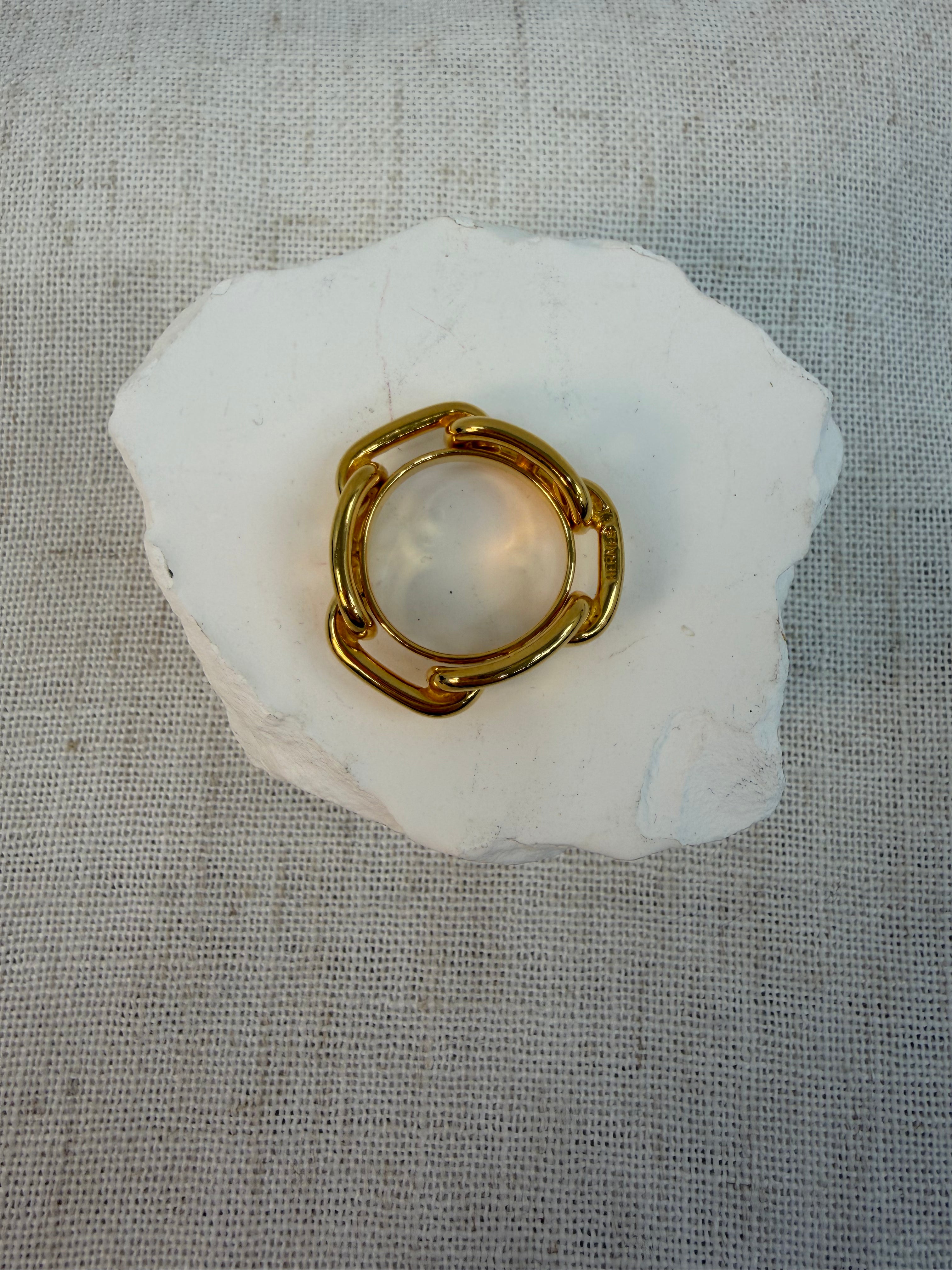 Hermes Gold Chain Link Scarf Ring