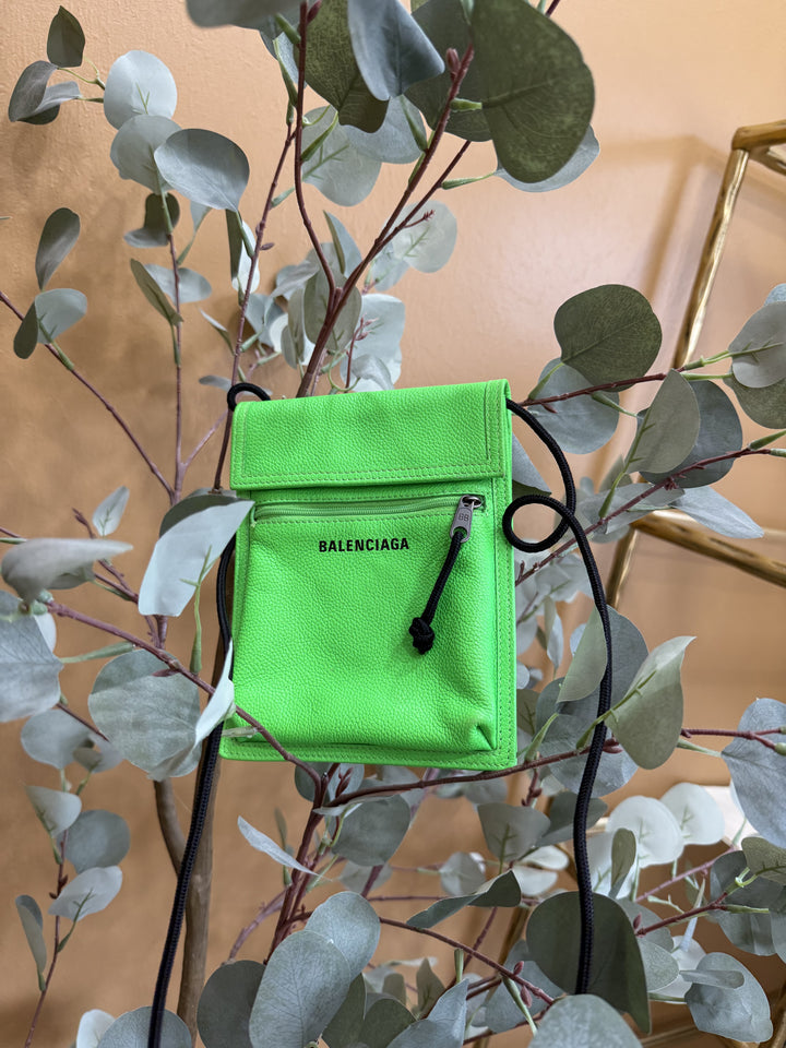 Balenciaga Neon Green Leather Crossbody Bag