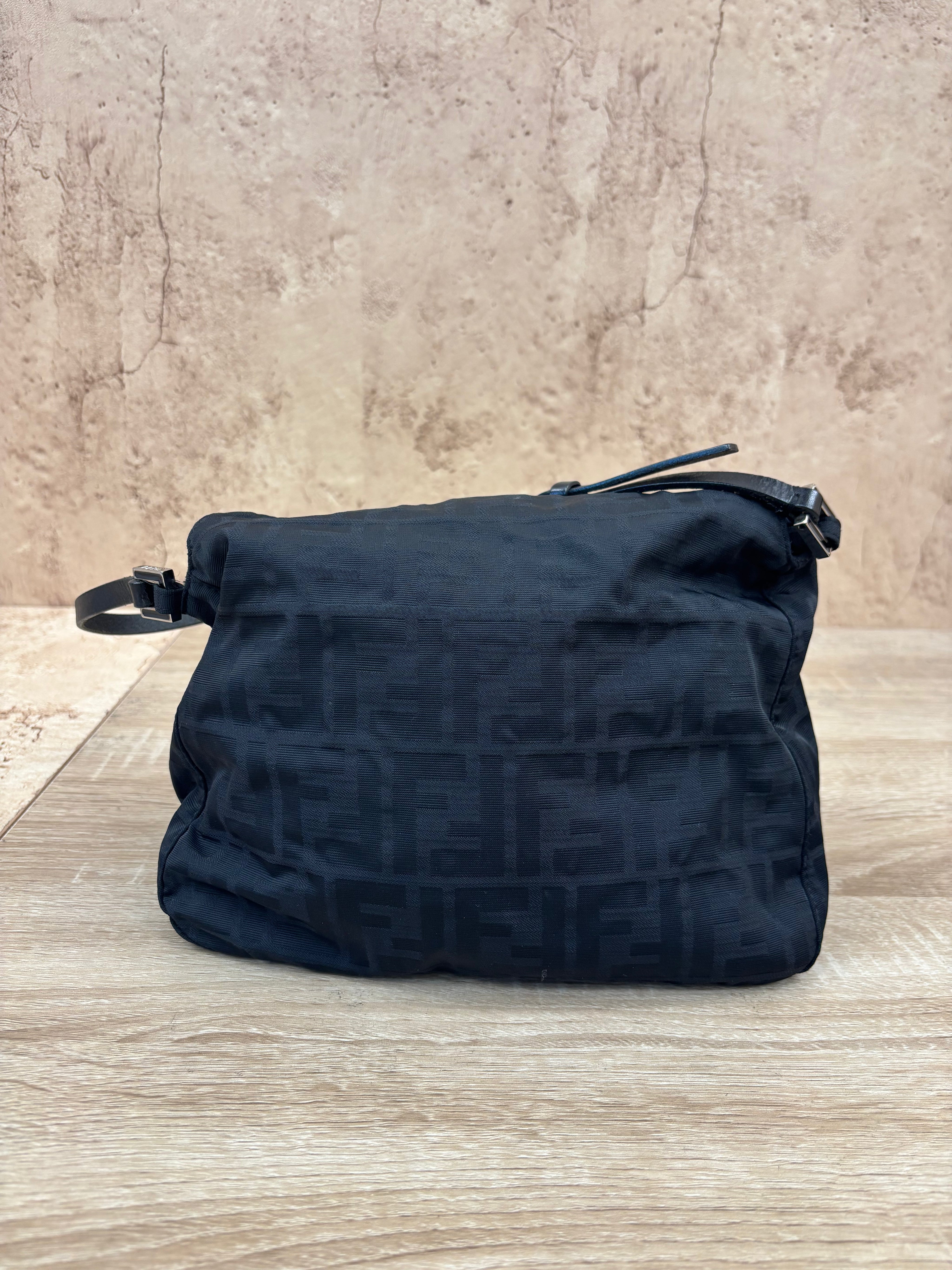 Fendi Black Nylon Zucca Print Shoulder Bag