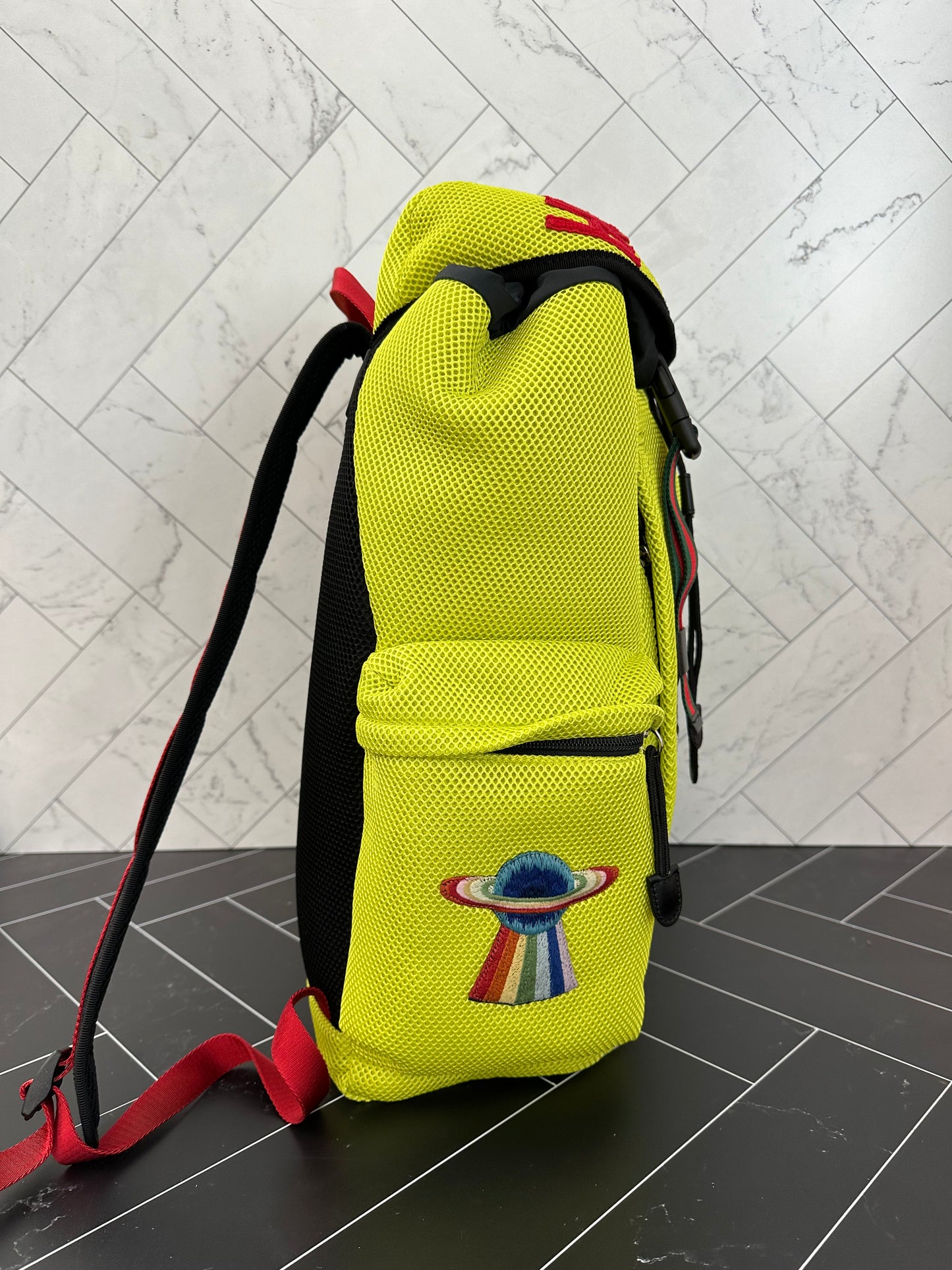 BRAND NEW Gucci Neon Yellow Hollywood Backpack