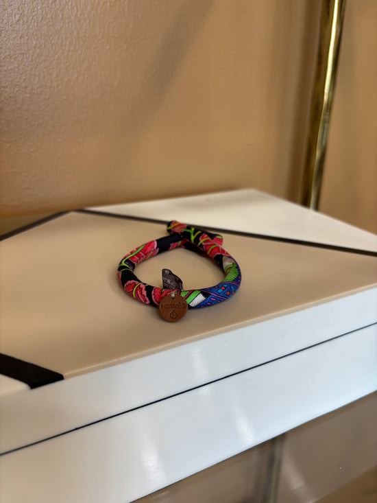 Hermes Floral Print Silk Braclet