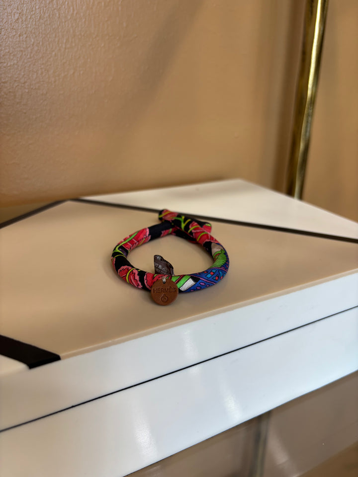 Hermes Floral Print Silk Braclet