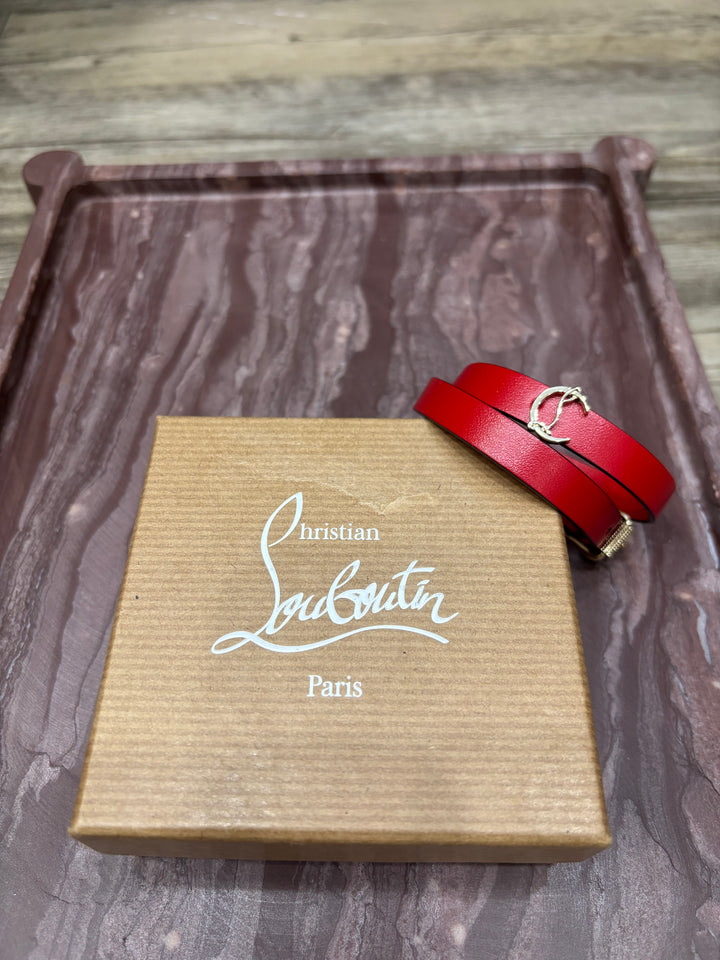 Christian Louboutin Red Leather Wrap Bracelet