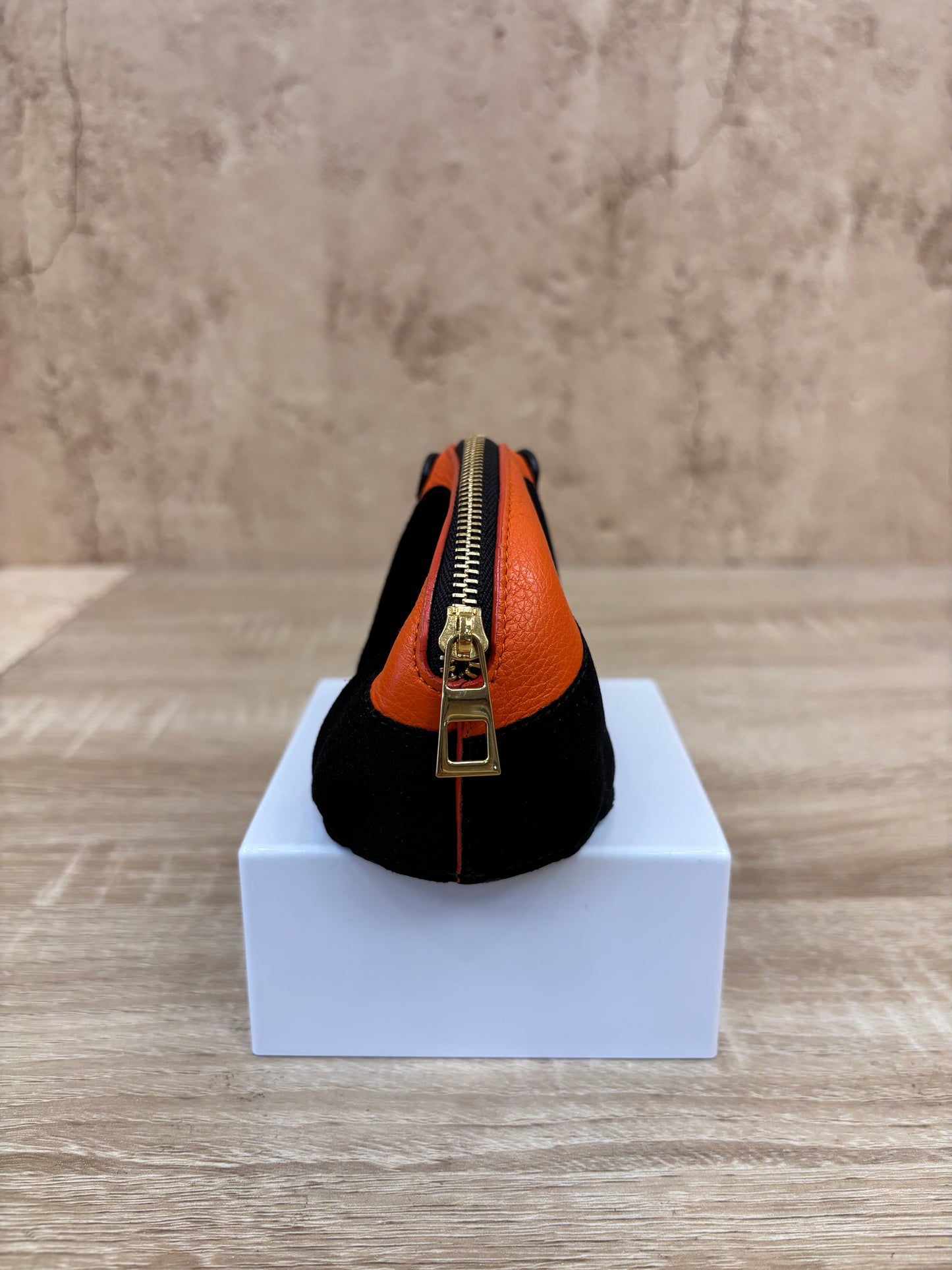 Loewe Orange & Black Leather Panda Coin Pouch