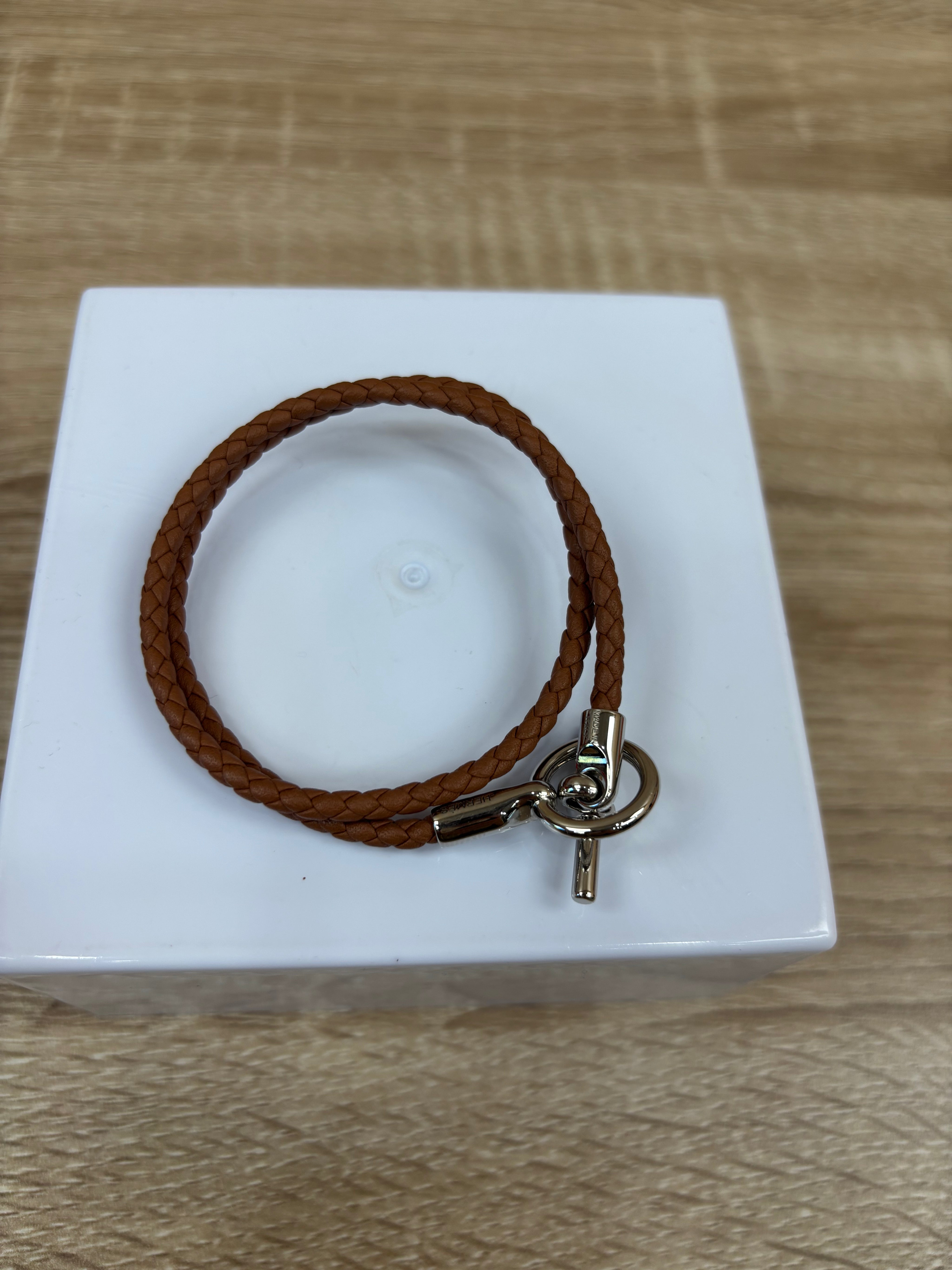 Hermes Brown Leather Glenan Wrap Bracelet
