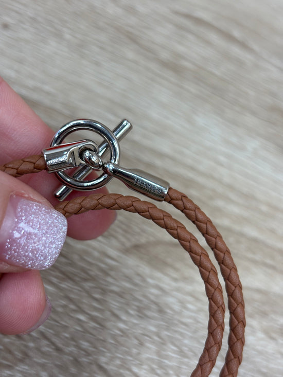 Hermes Brown Leather Glenan Wrap Bracelet