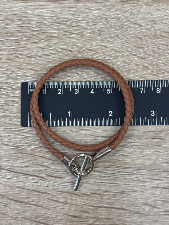 Hermes Brown Leather Glenan Wrap Bracelet