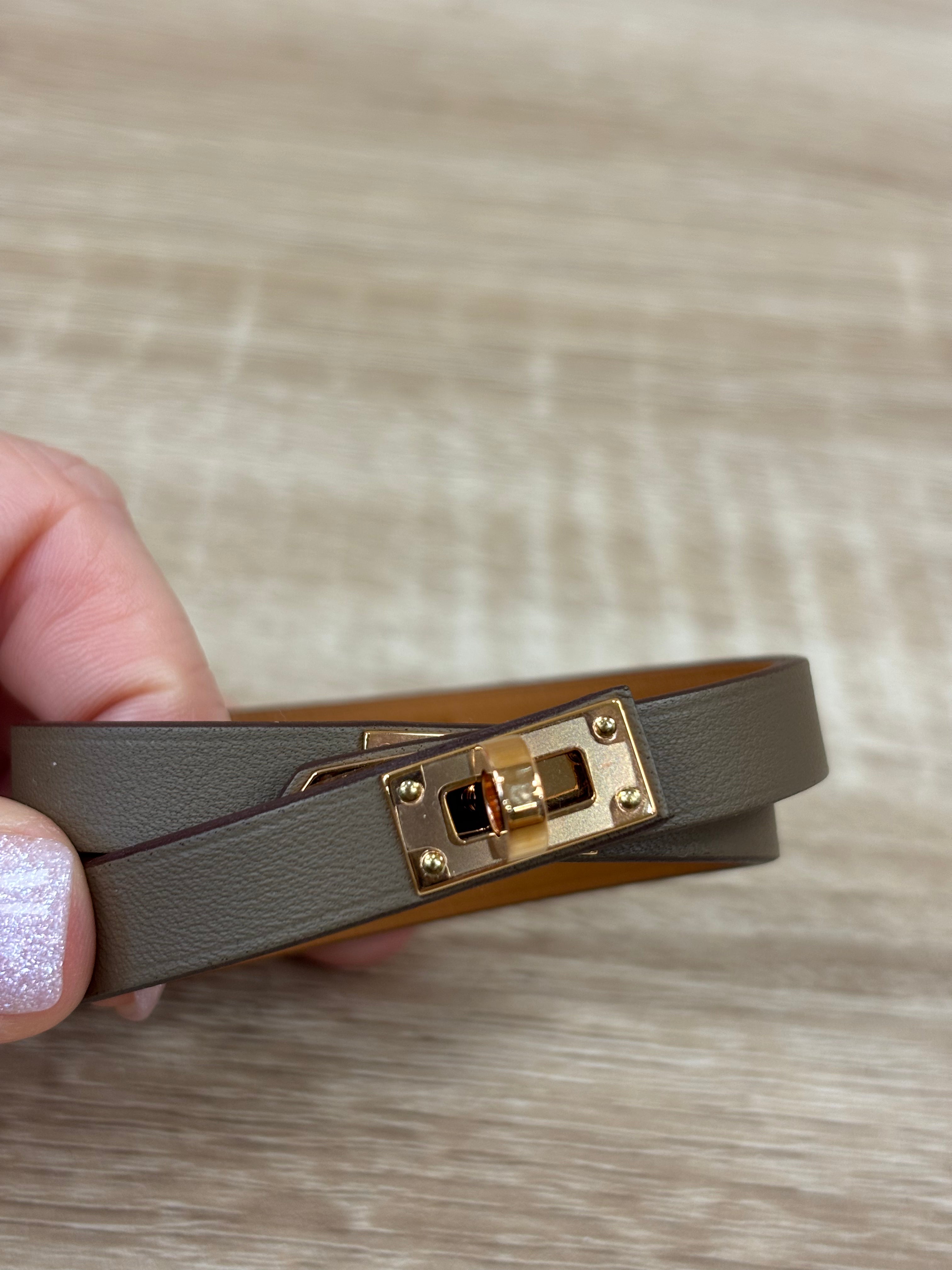 Hermes Brown Leather Kelly Wrap Bracelet