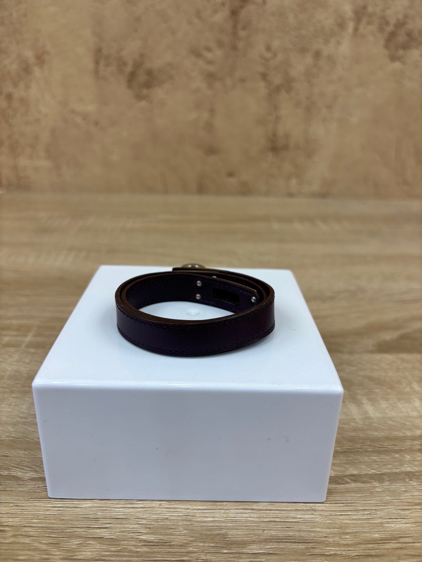 Hermes Plum Leather Multi Wrap Kelly Bracelet