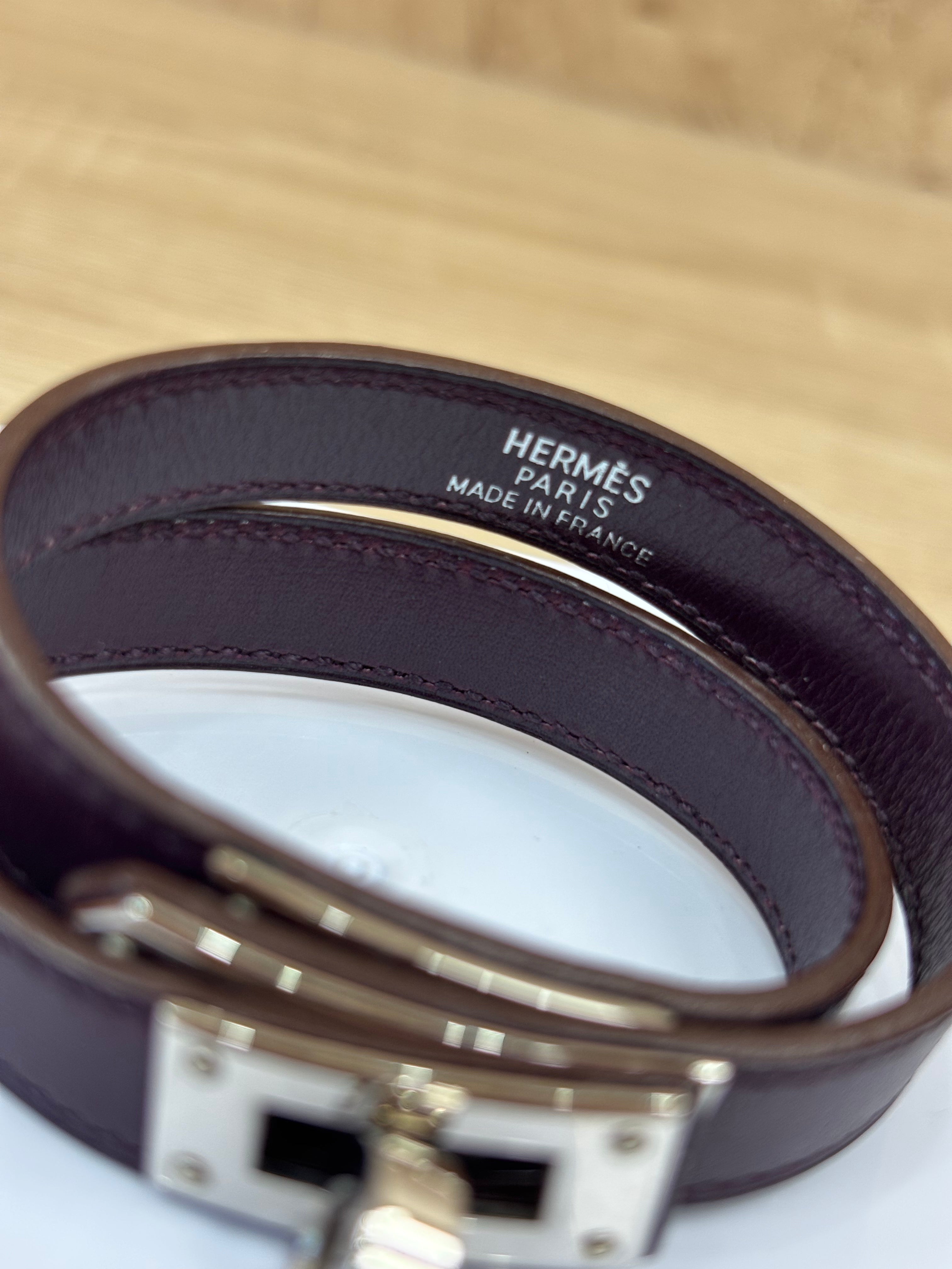 Hermes Plum Leather Multi Wrap Kelly Bracelet