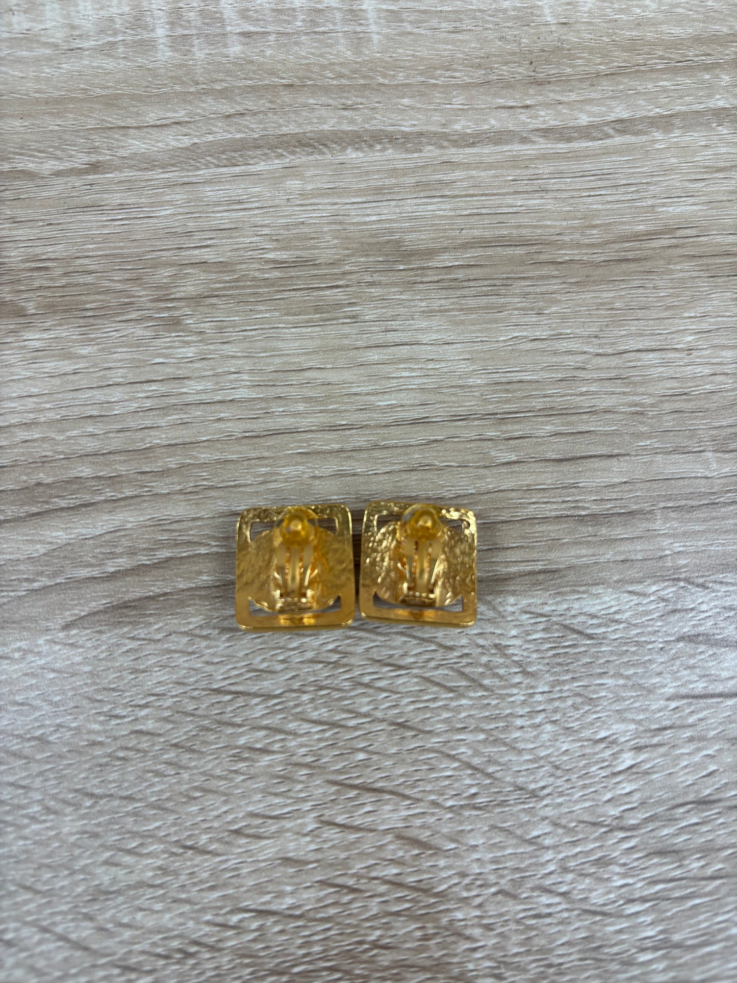 Chanel Silver And Gold Square Clip On Earrings