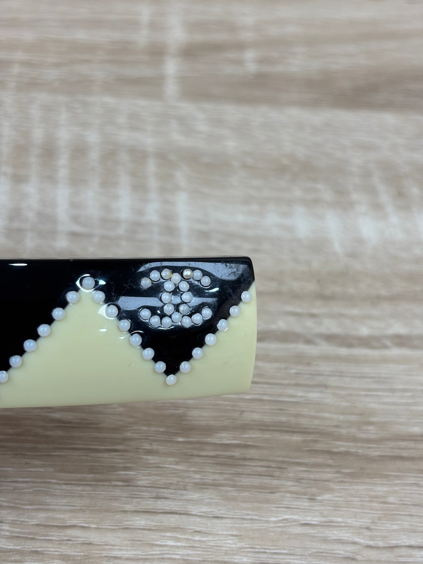 Chanel Black and White Chevron Hair Clip