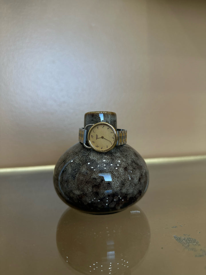 Hermes Gold And Silver Watch With Gold Tone Face