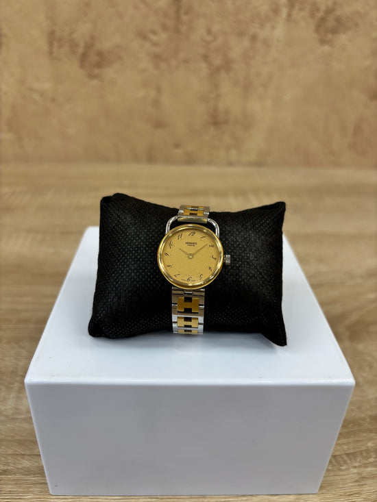 Hermes Gold And Silver Watch With Gold Tone Face
