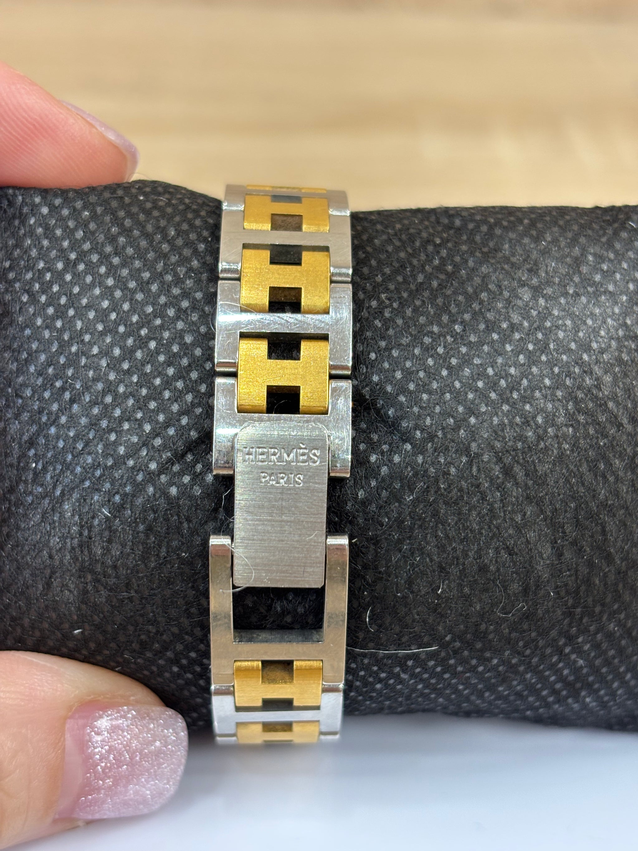 Hermes Gold And Silver Watch With Gold Tone Face
