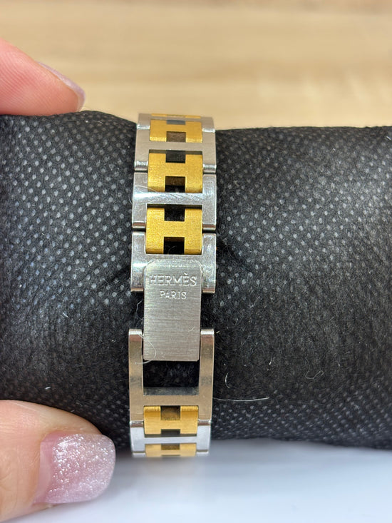 Hermes Gold And Silver Watch With Gold Tone Face