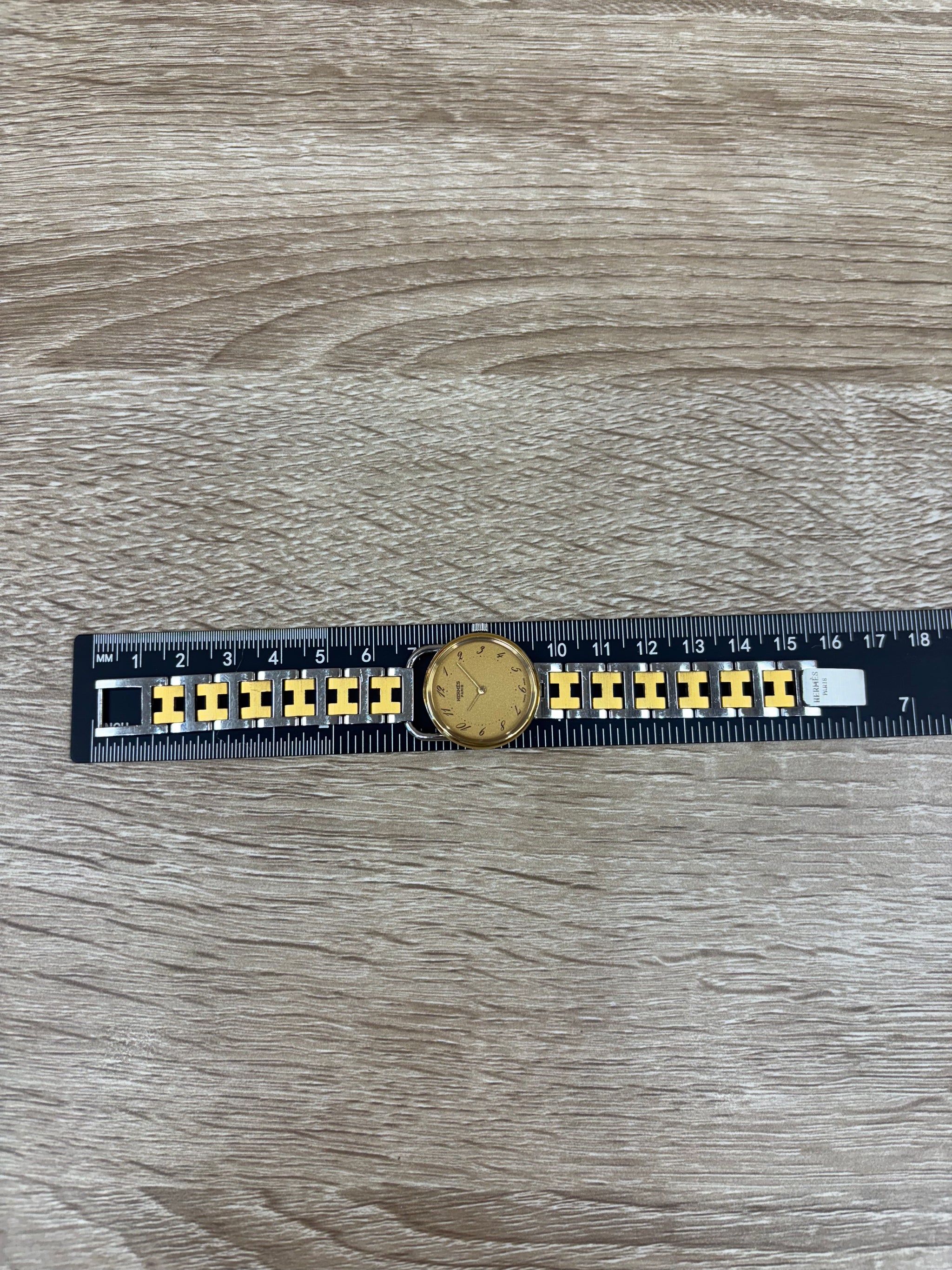 Hermes Gold And Silver Watch With Gold Tone Face