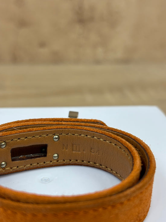 Hermes Orange Suede Kelly Lock Bracelet