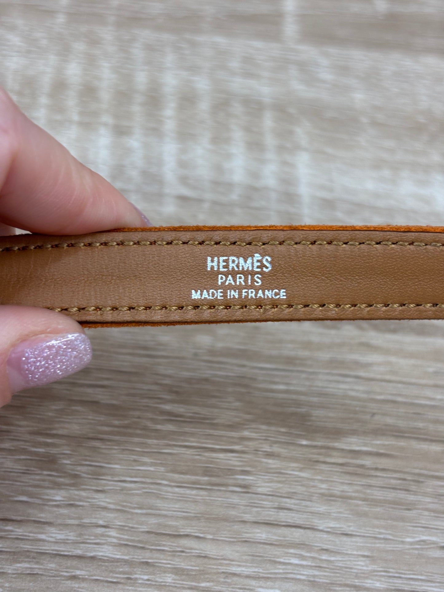 Hermes Orange Suede Kelly Lock Bracelet